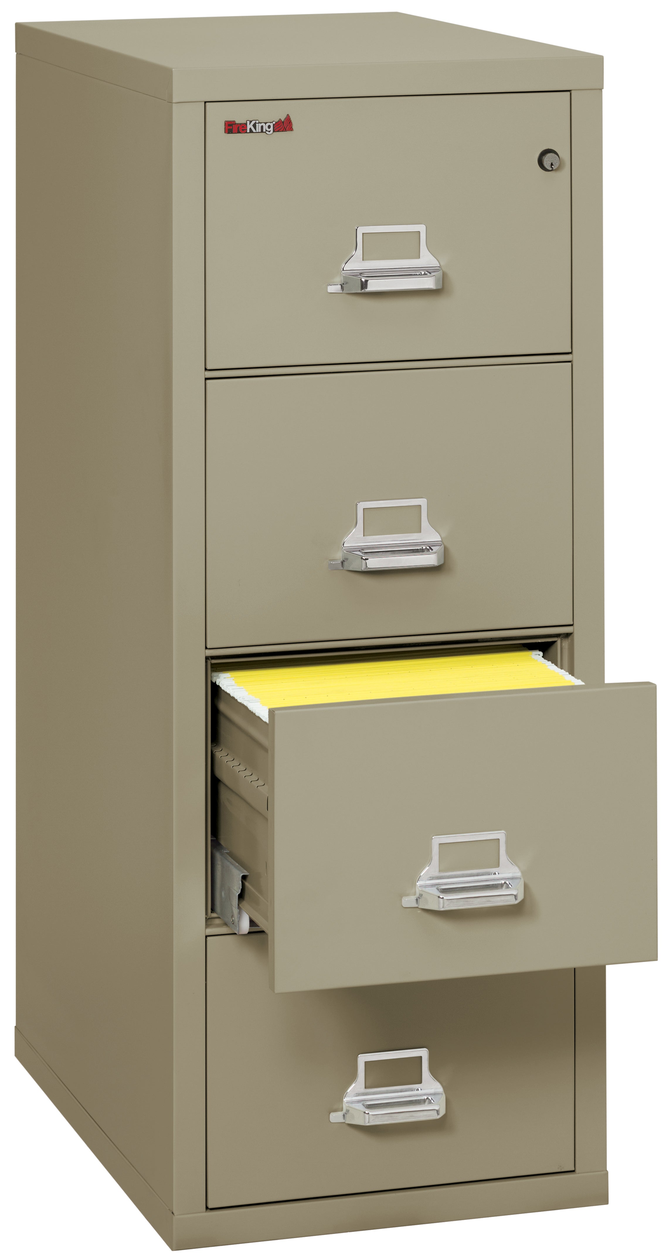 1 Hour Fire Resistant File Cabinet - 4 Drawer Letter 31" depth (Pewter)