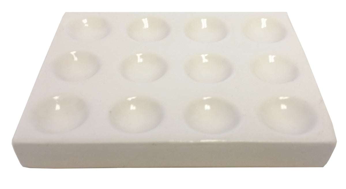 Spot Plate, Porcelain, with 12 Depressions, Case of 50