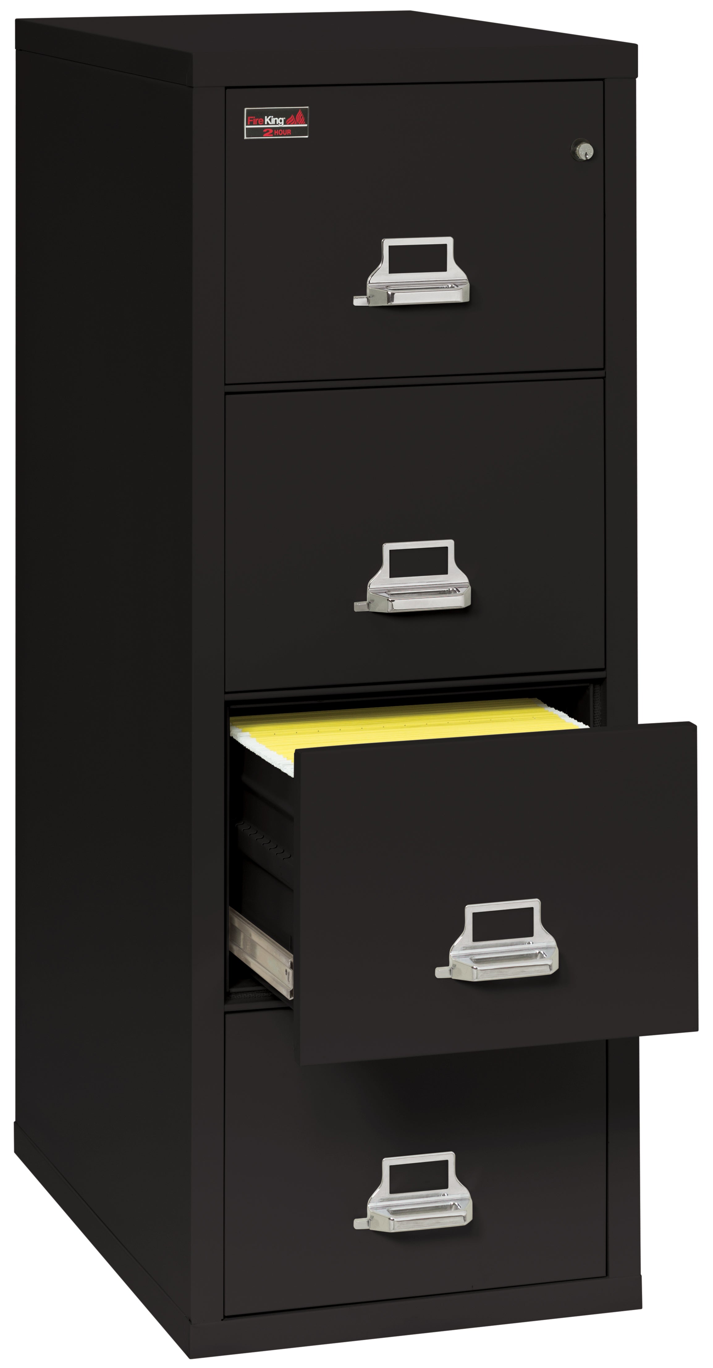 2 Hour Fire Resistant File Cabinet - 4 Drawer Letter 31" depth (Black)