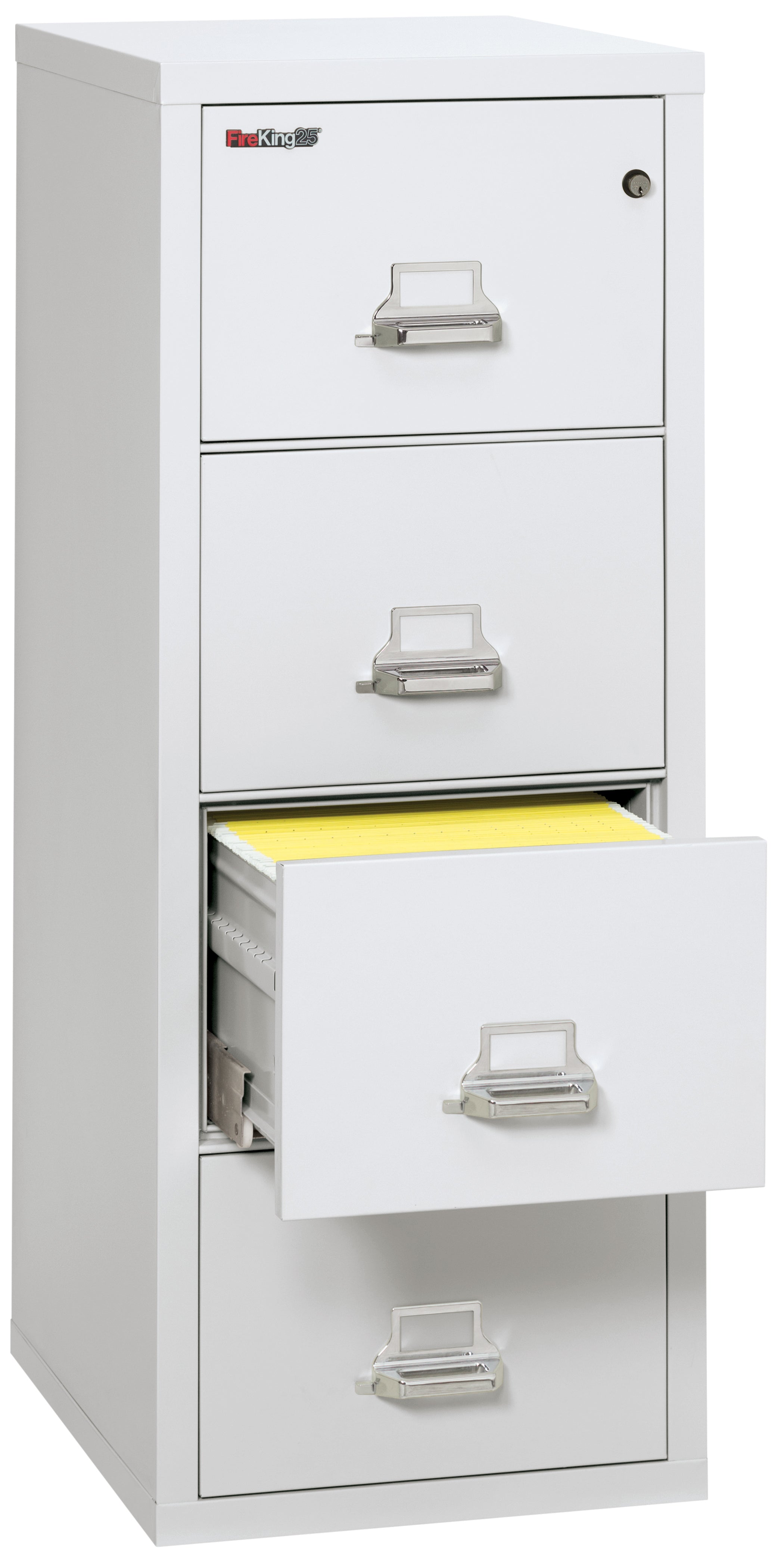 1 Hour Fire Resistant File Cabinet - 4 Drawer Legal 25" depth (Arctic White)