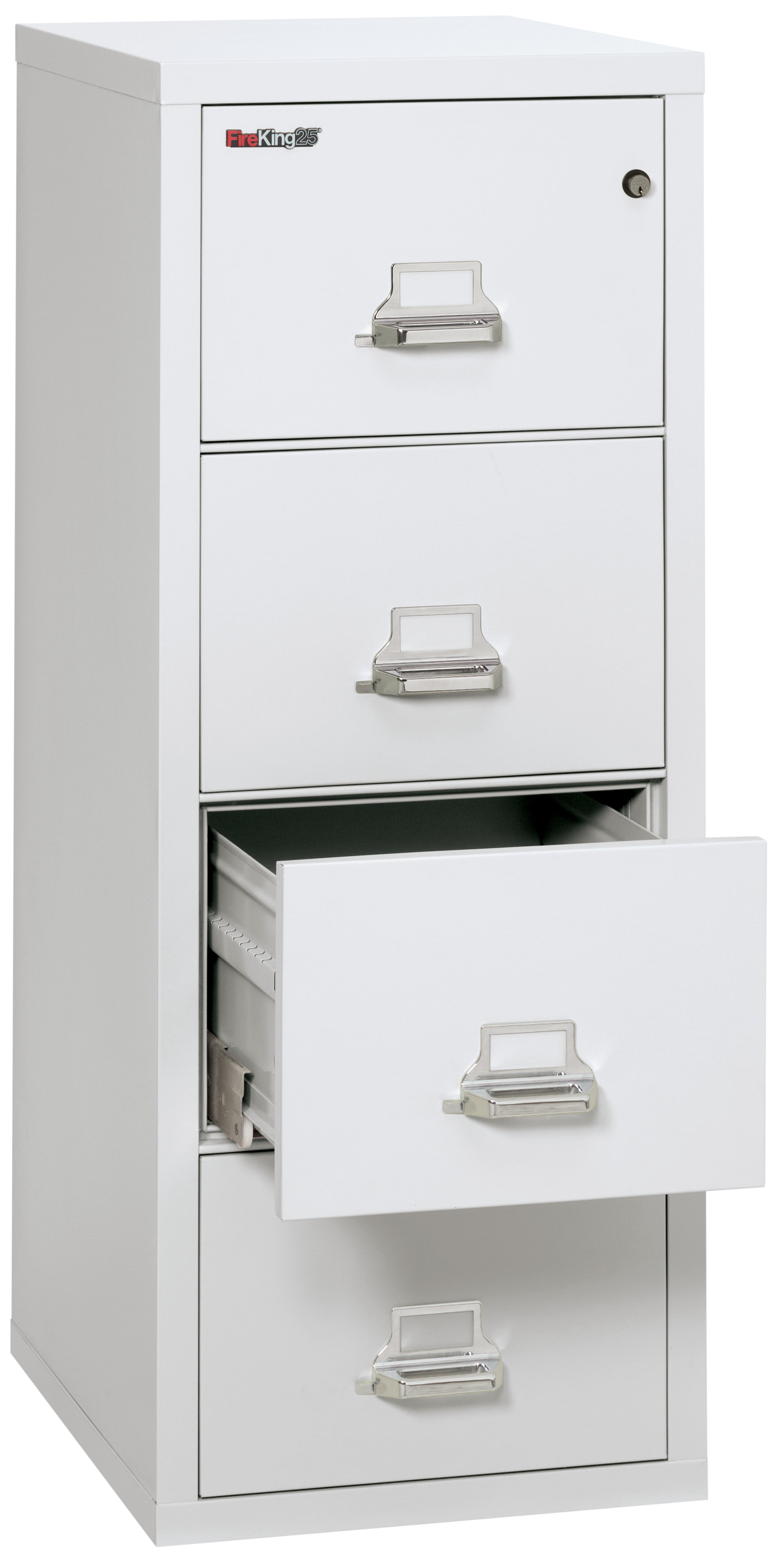 1 Hour Fire Resistant File Cabinet - 4 Drawer Legal 25" depth (Arctic White)