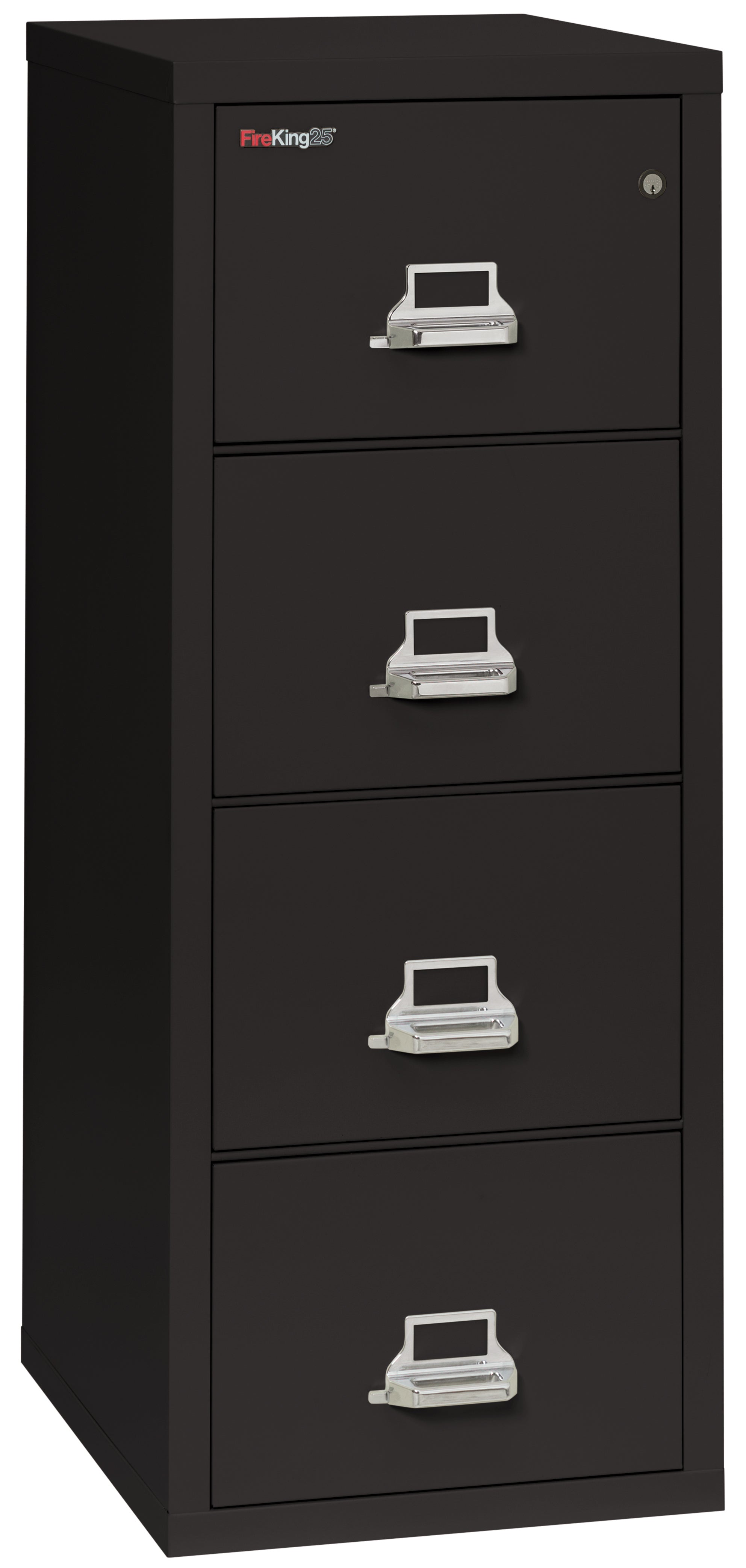1 Hour Fire Resistant File Cabinet - 4 Drawer Legal 25" depth (Black)
