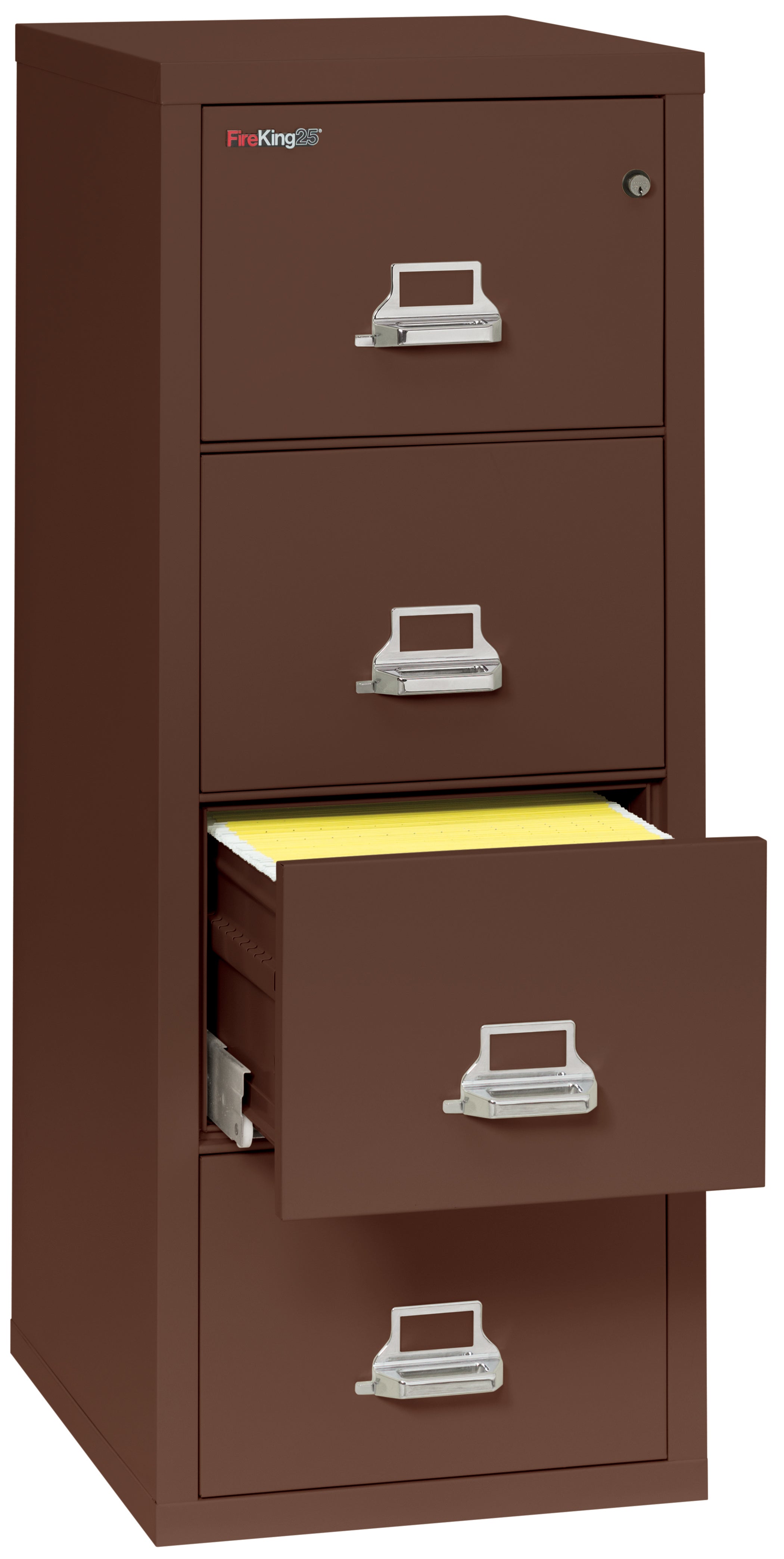 1 Hour Fire Resistant File Cabinet - 4 Drawer Legal 25" depth (Brown)