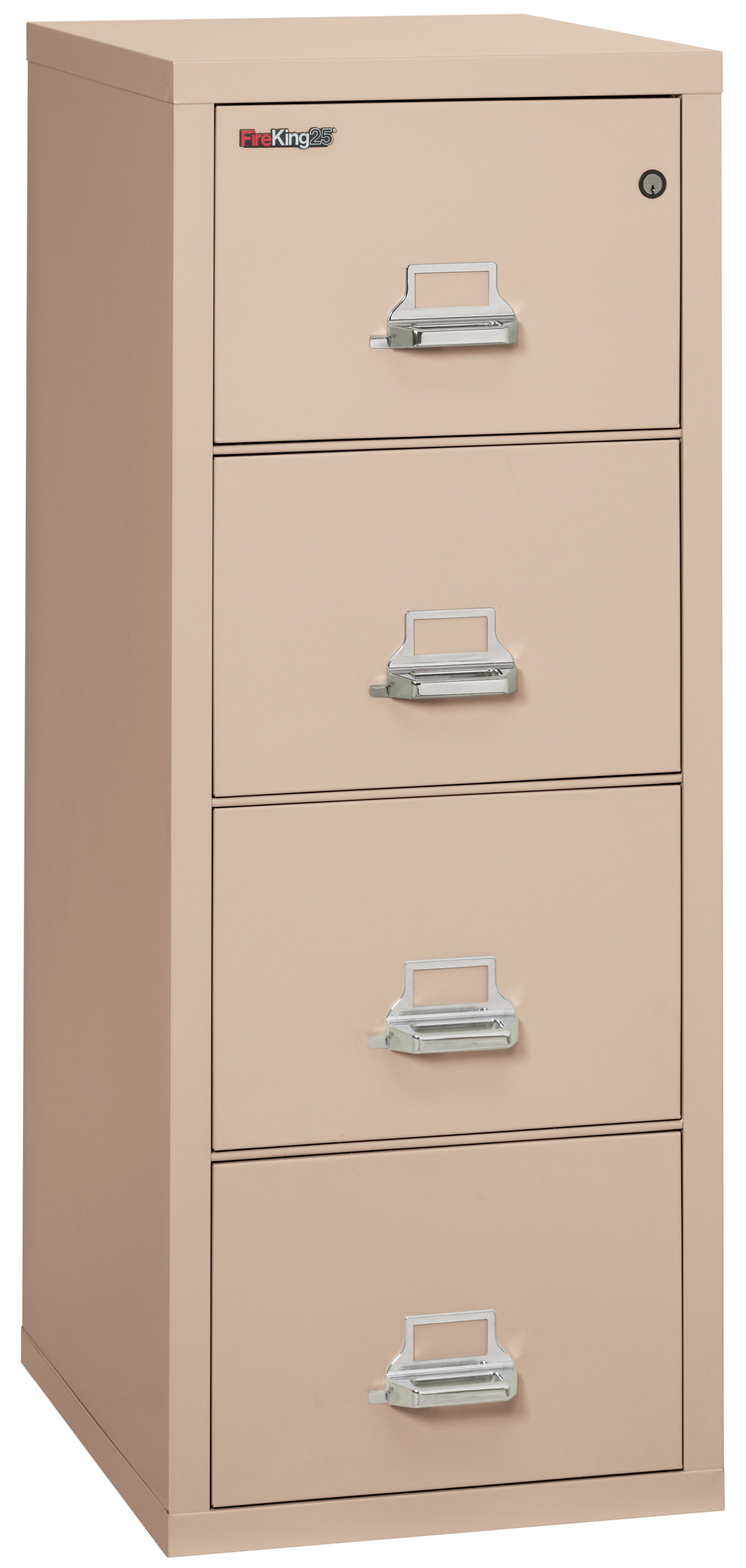 1 Hour Fire Resistant File Cabinet - 4 Drawer Legal 25" depth (Champagne)