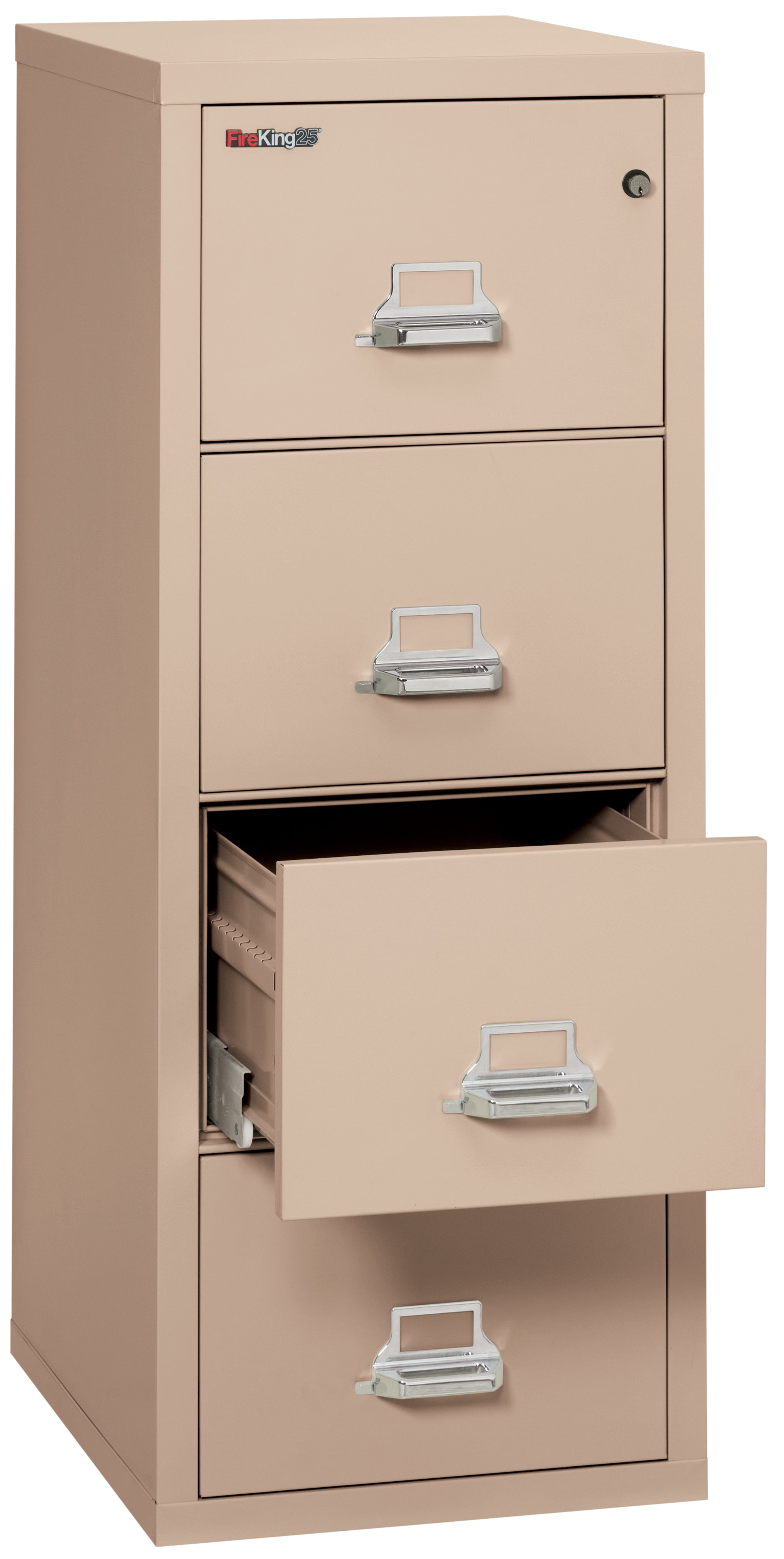 1 Hour Fire Resistant File Cabinet - 4 Drawer Legal 25" depth (Champagne)