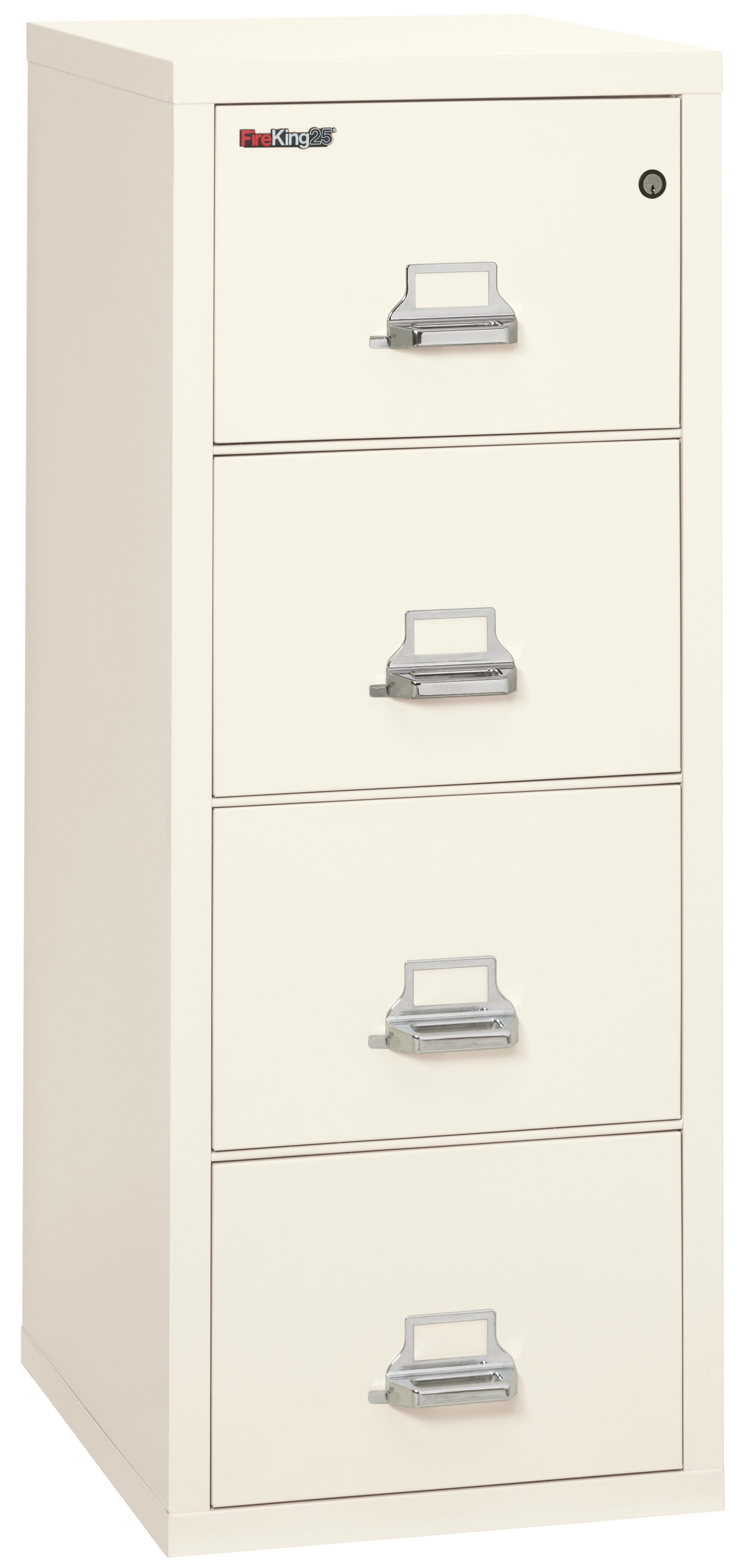 1 Hour Fire Resistant File Cabinet - 4 Drawer Legal 25" depth (Ivory White)