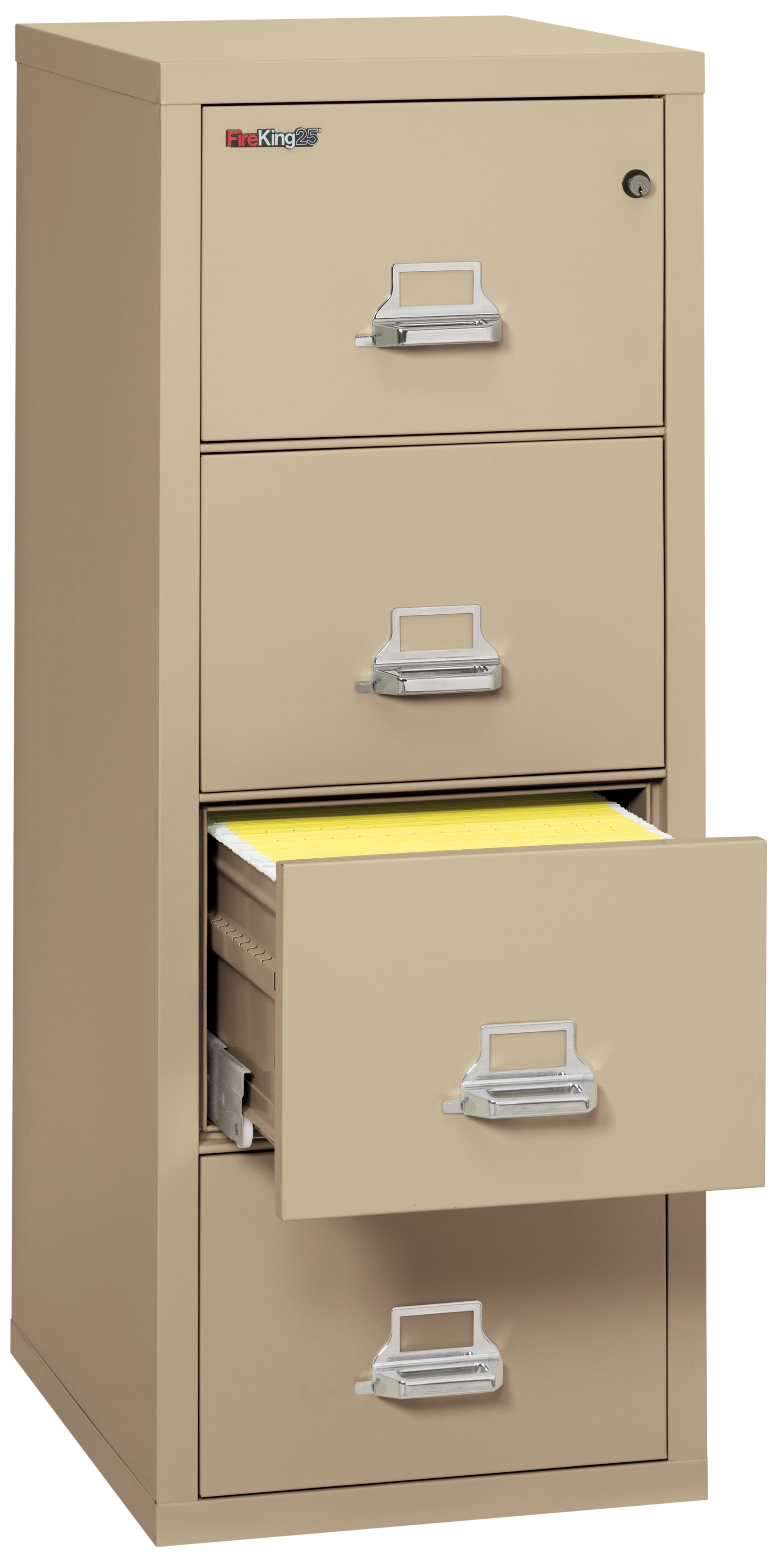 1 Hour Fire Resistant File Cabinet - 4 Drawer Legal 25" depth (Parchment)