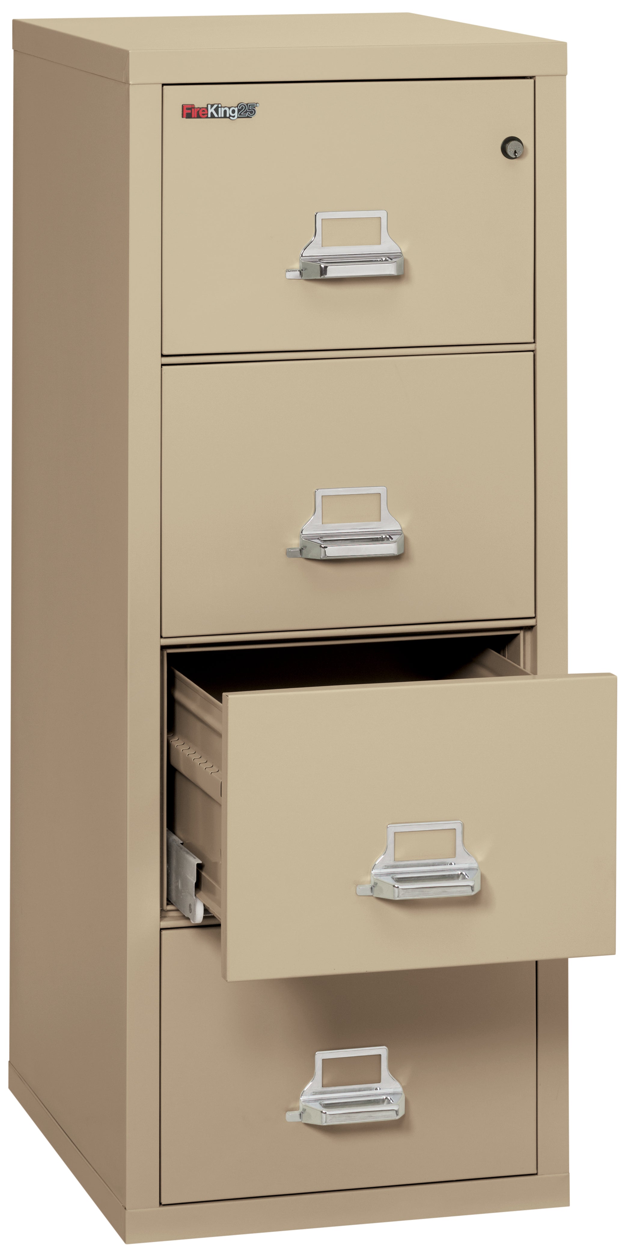 1 Hour Fire Resistant File Cabinet - 4 Drawer Legal 25" depth (Parchment)