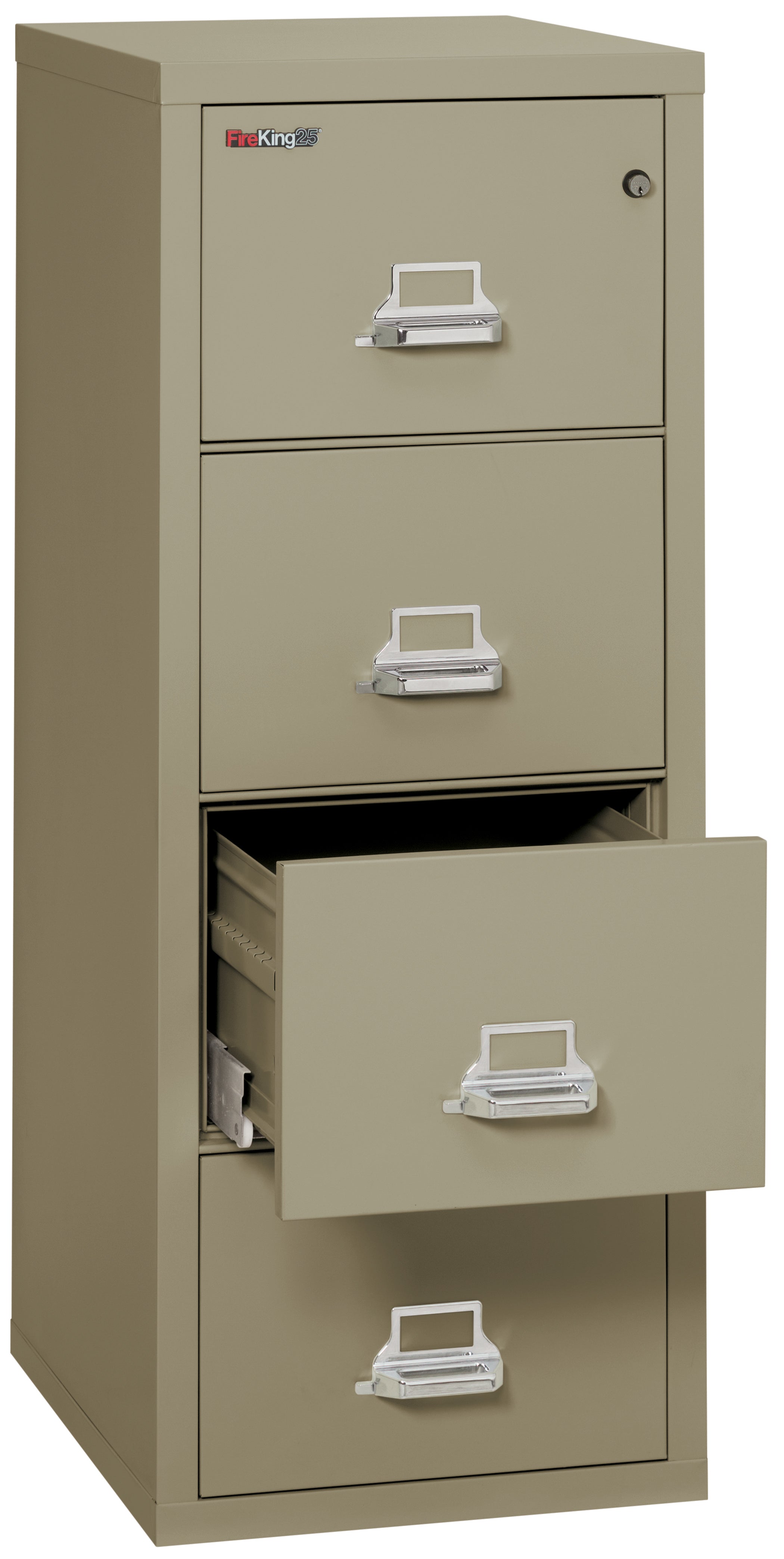 1 Hour Fire Resistant File Cabinet - 4 Drawer Legal 25" depth (Pewter)
