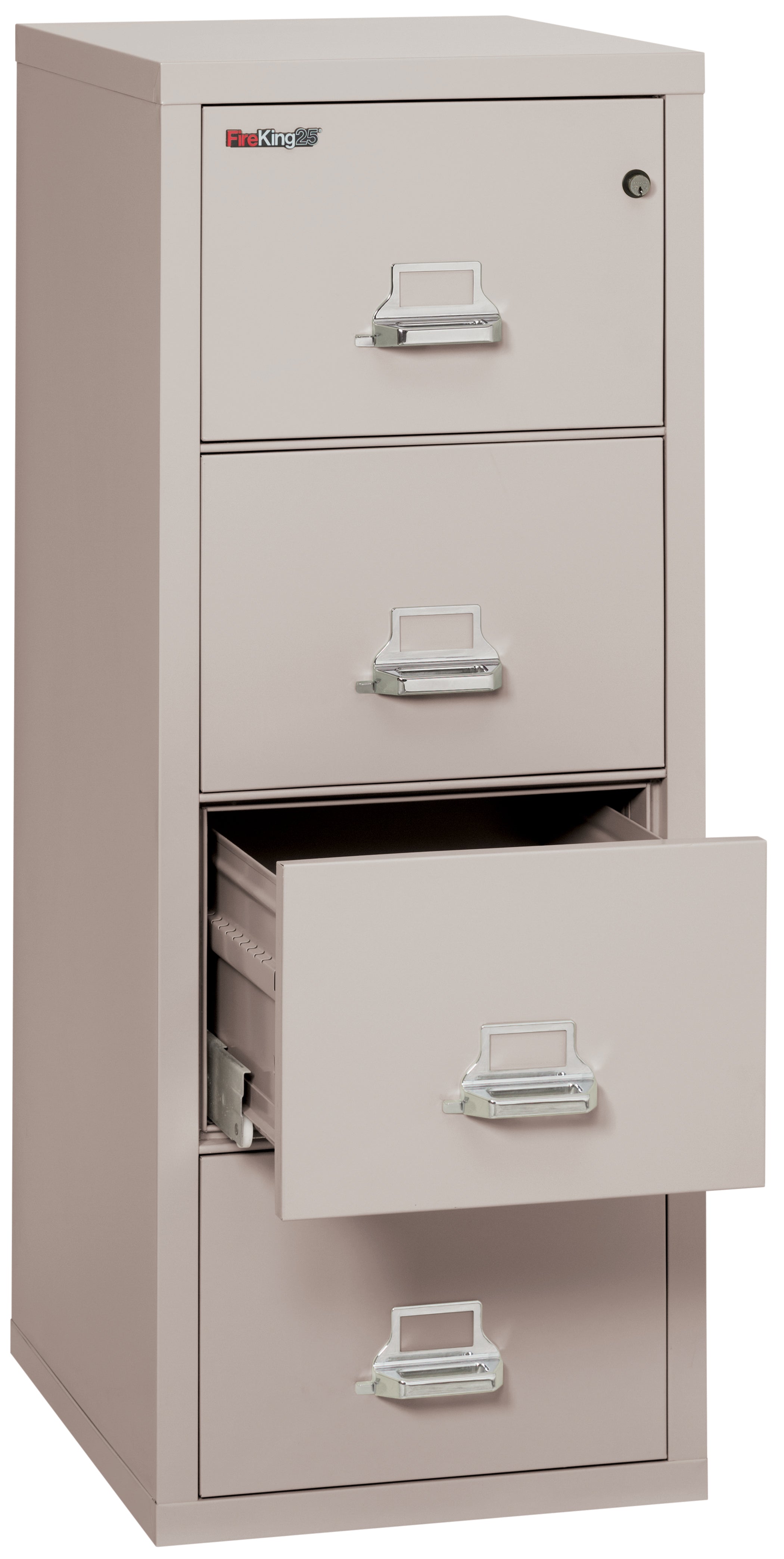 1 Hour Fire Resistant File Cabinet - 4 Drawer Legal 25" depth (Platinum)