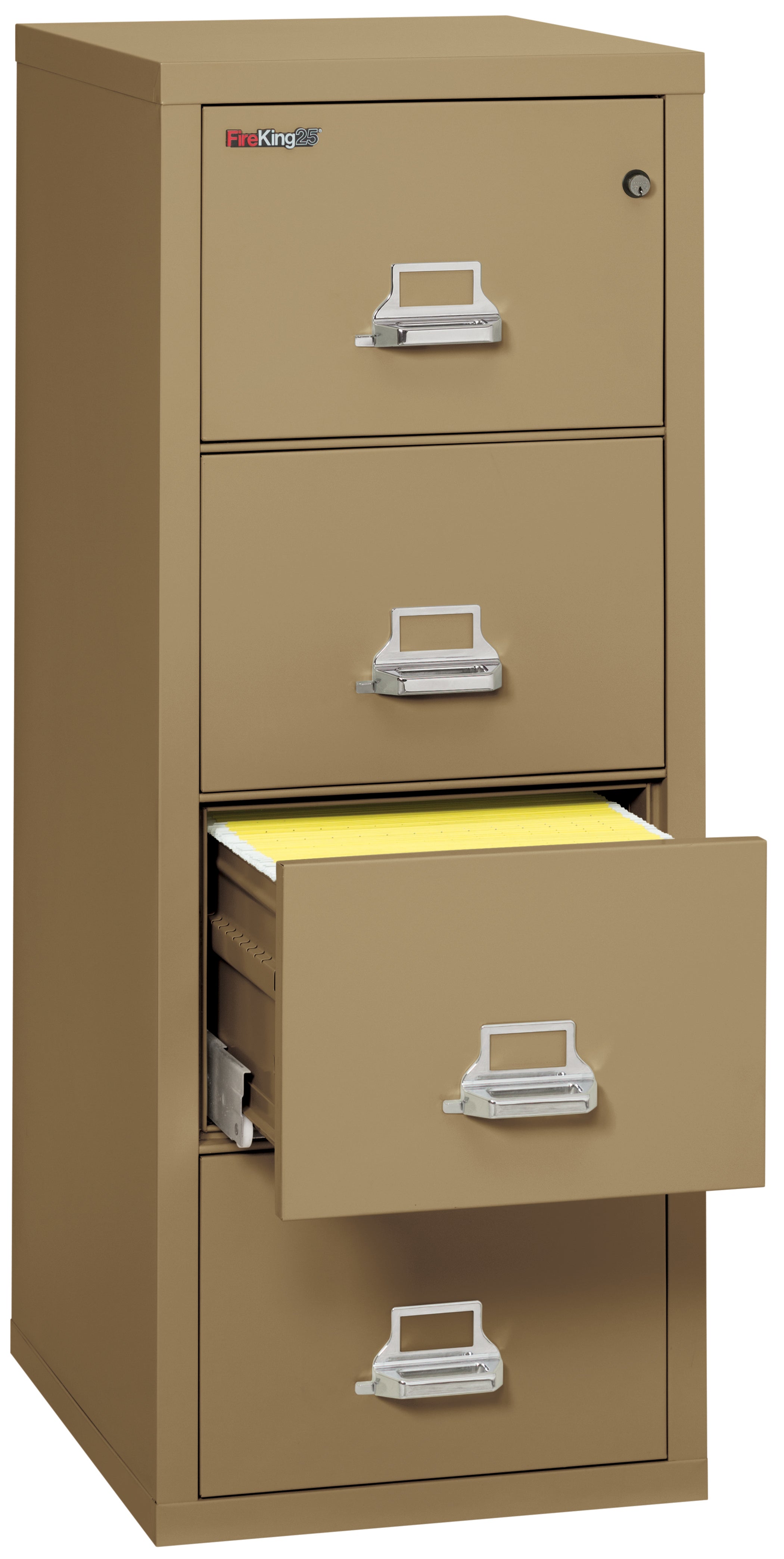 1 Hour Fire Resistant File Cabinet - 4 Drawer Legal 25" depth (Sand)