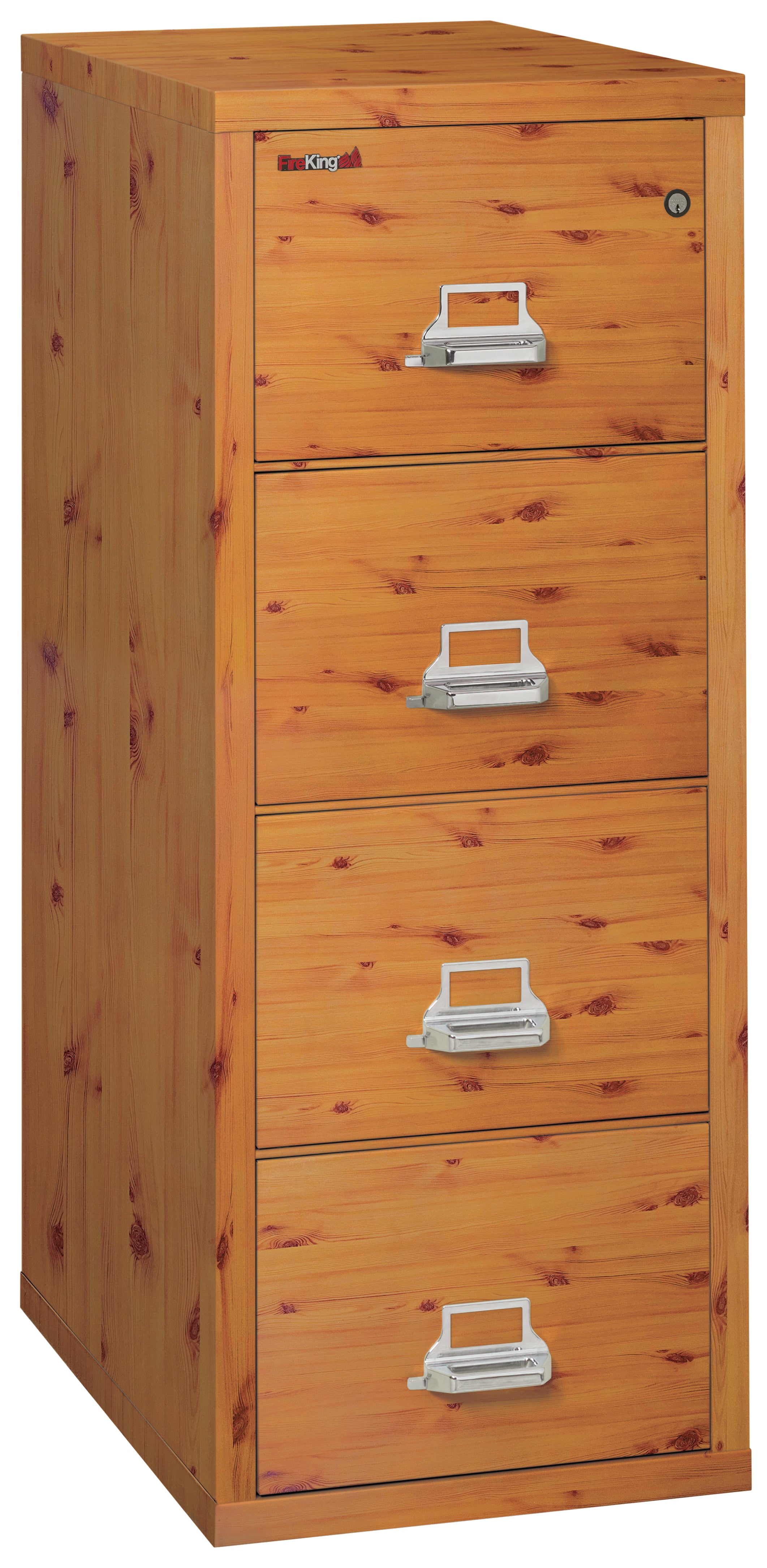 1 Hour Fire Resistant File Cabinet - 4 Drawer Legal 25" depth (Knotty Pine)