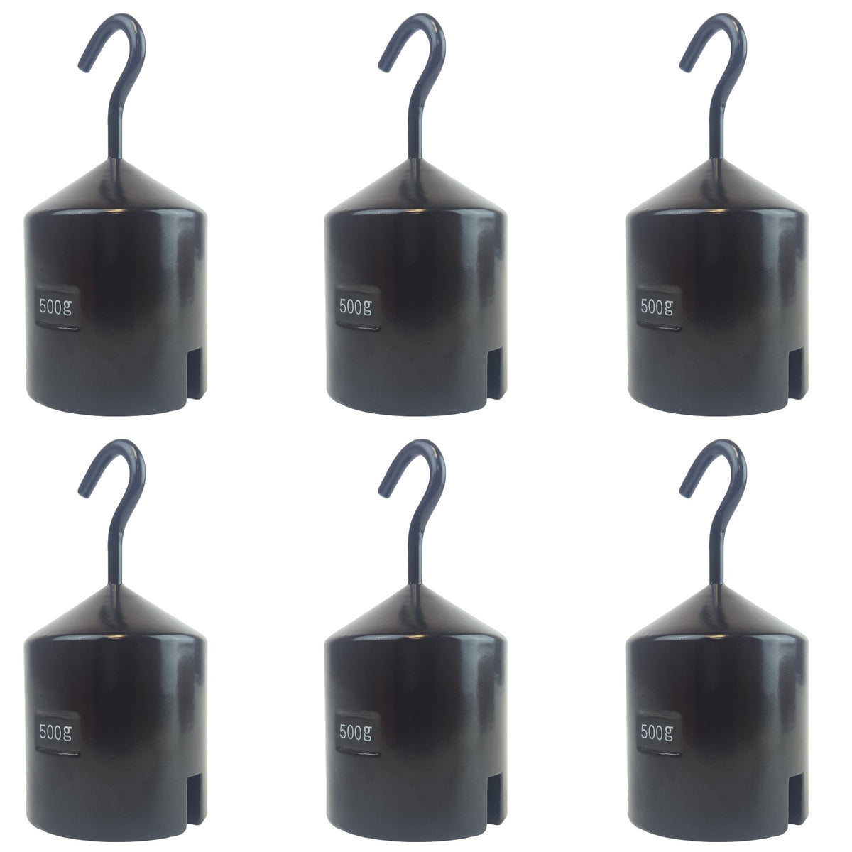 Hooked Weight, Cast Iron with Enamel Finish, 500 Grams, Pack of 6