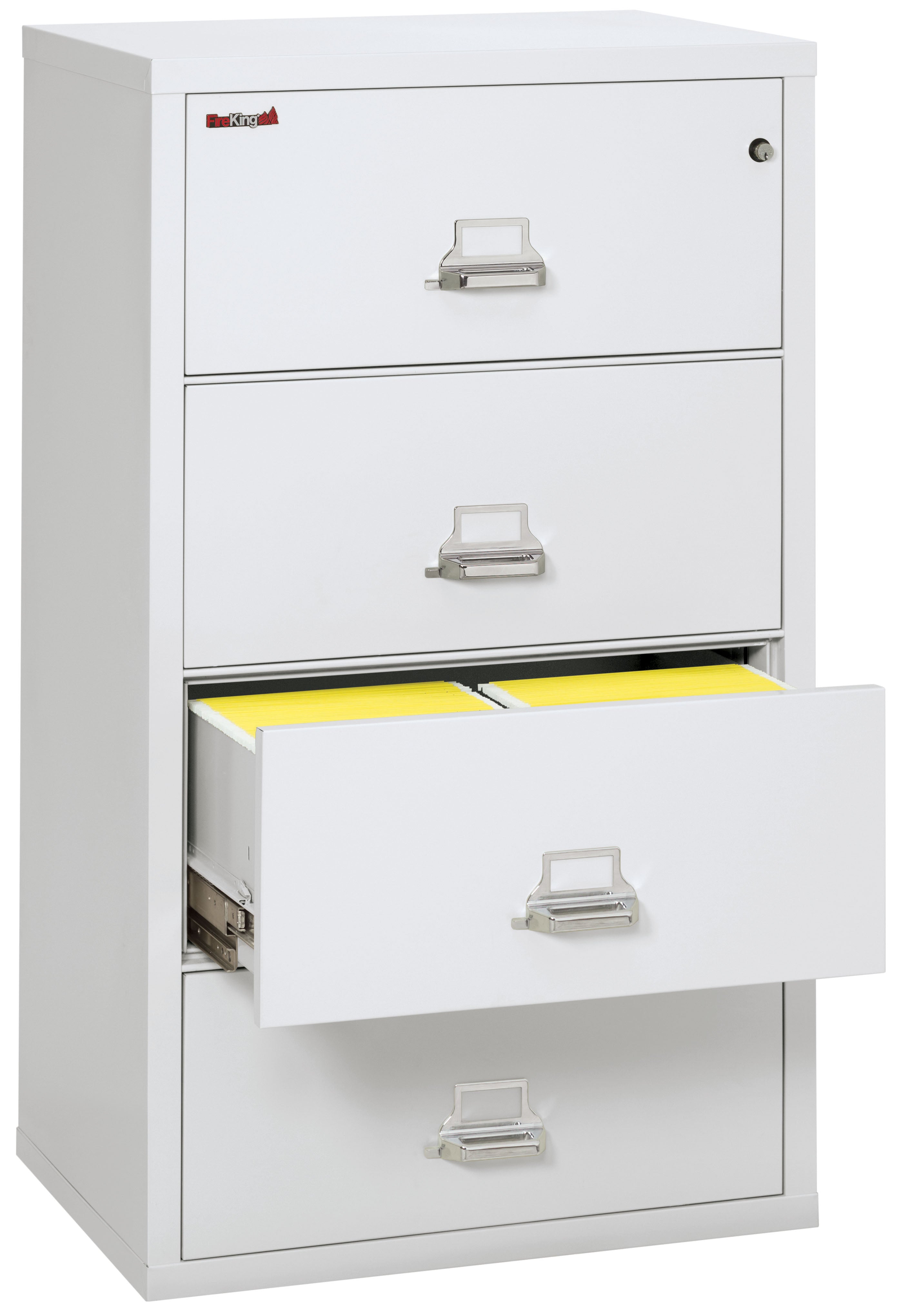 Fire Resistant File Cabinet - 4 Drawer Lateral 31" wide (Arctic White)