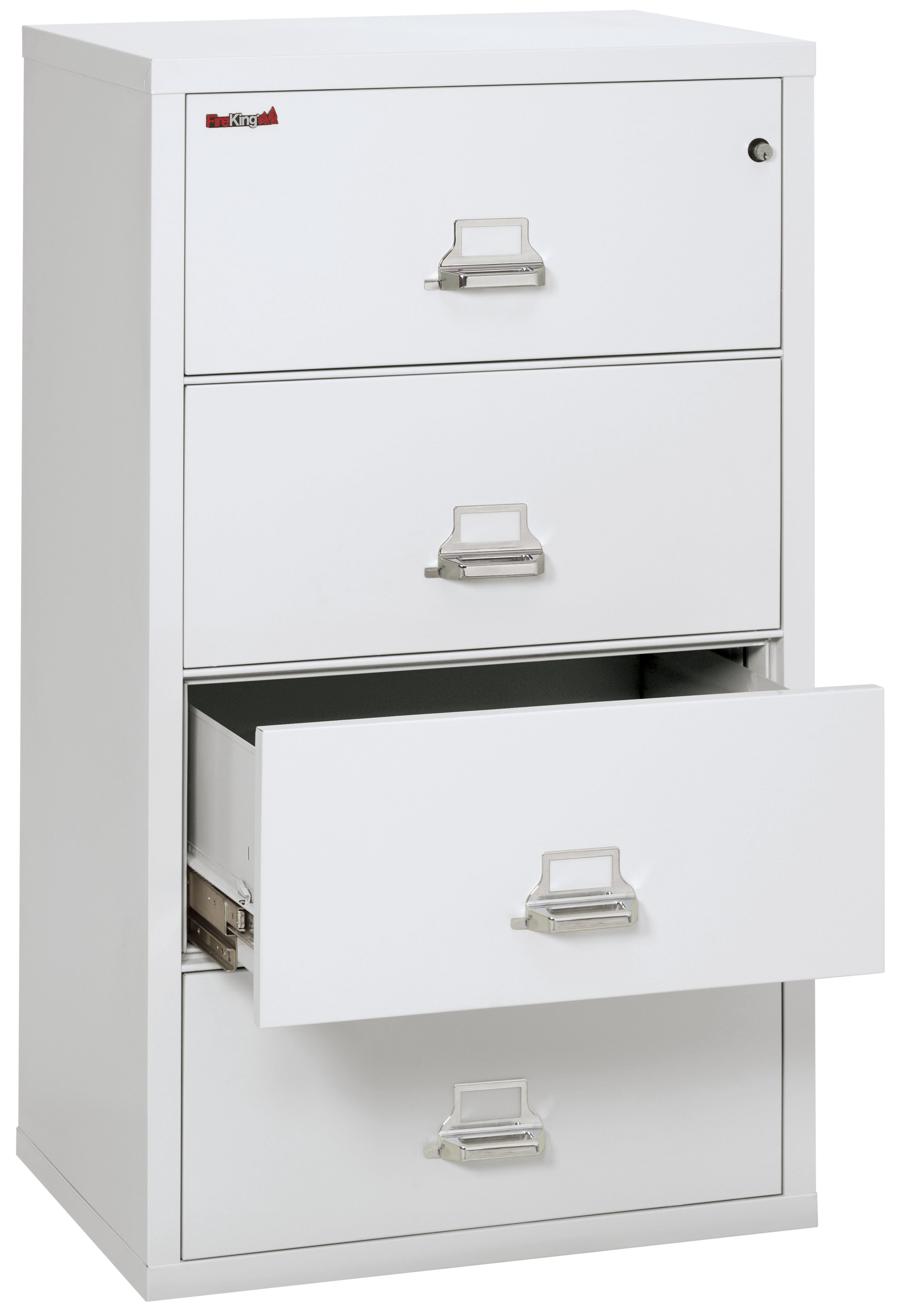 Fire Resistant File Cabinet - 4 Drawer Lateral 31" wide (Arctic White)