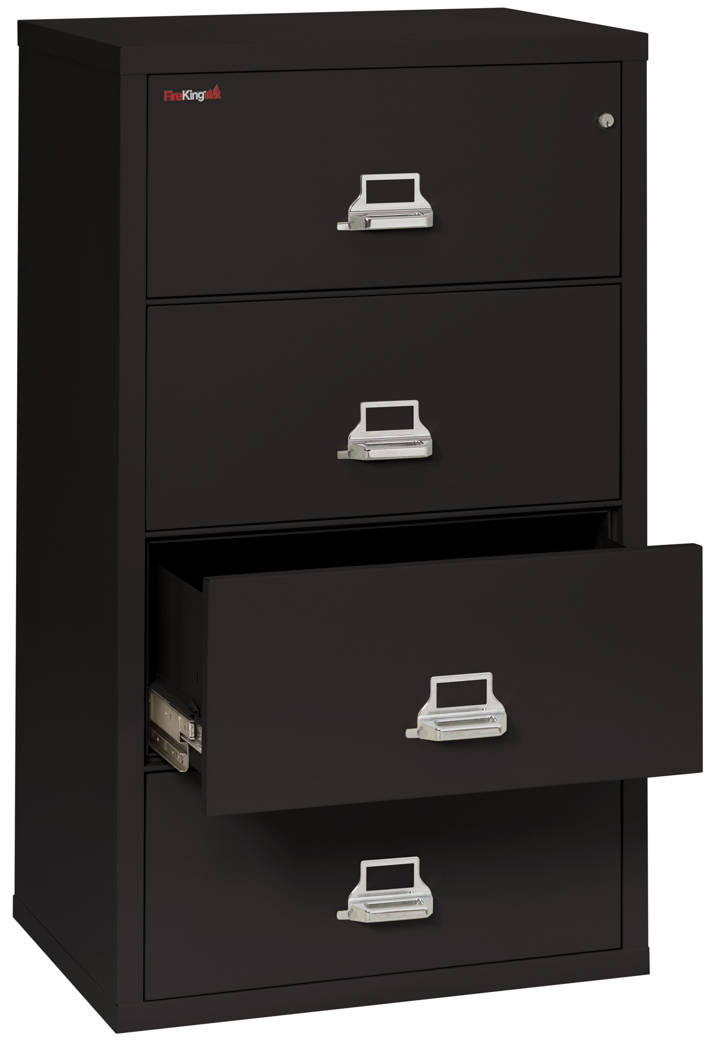 Fire Resistant File Cabinet - 4 Drawer Lateral 31" wide (Black)