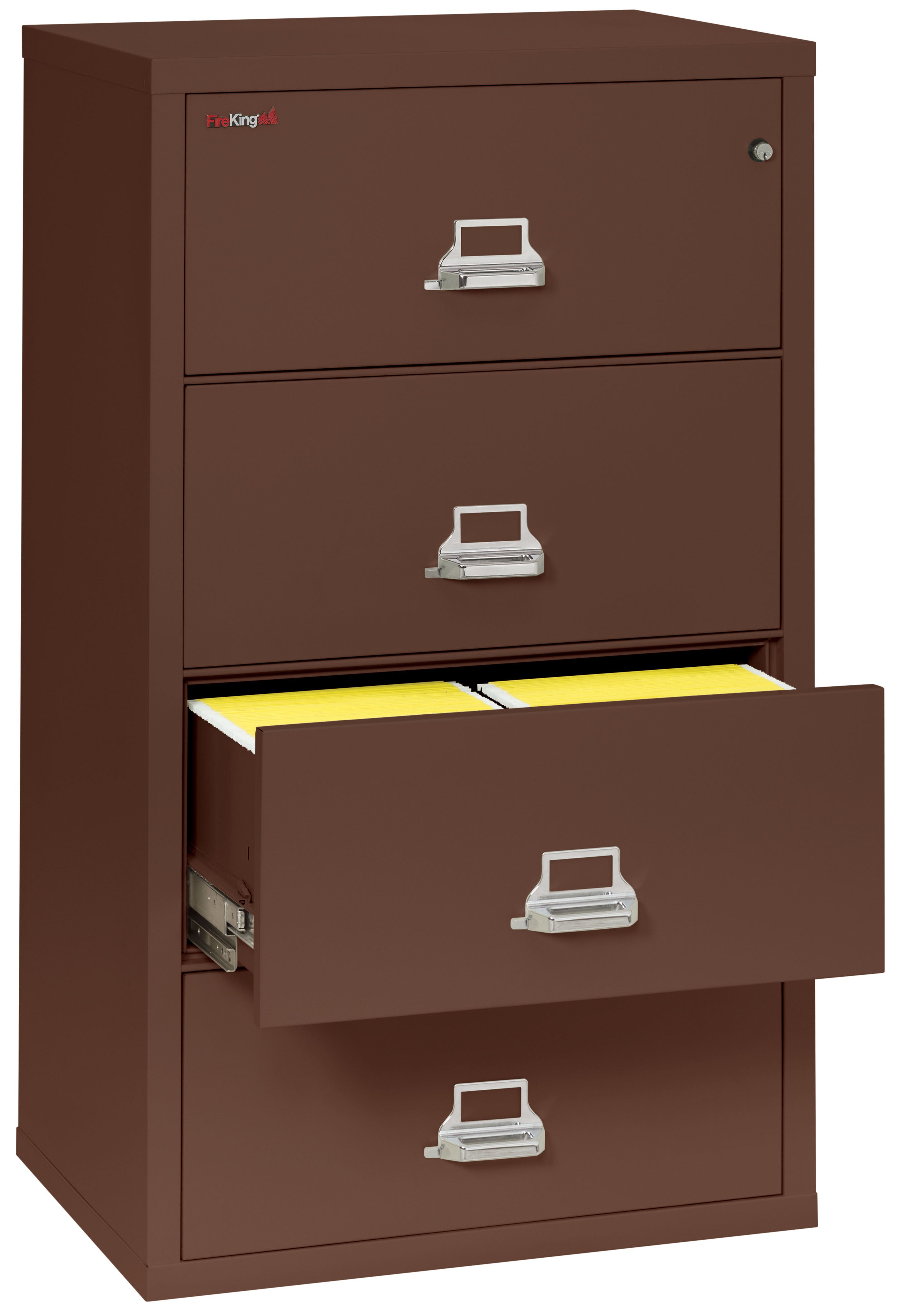 Fire Resistant File Cabinet - 4 Drawer Lateral 31" wide (Brown)