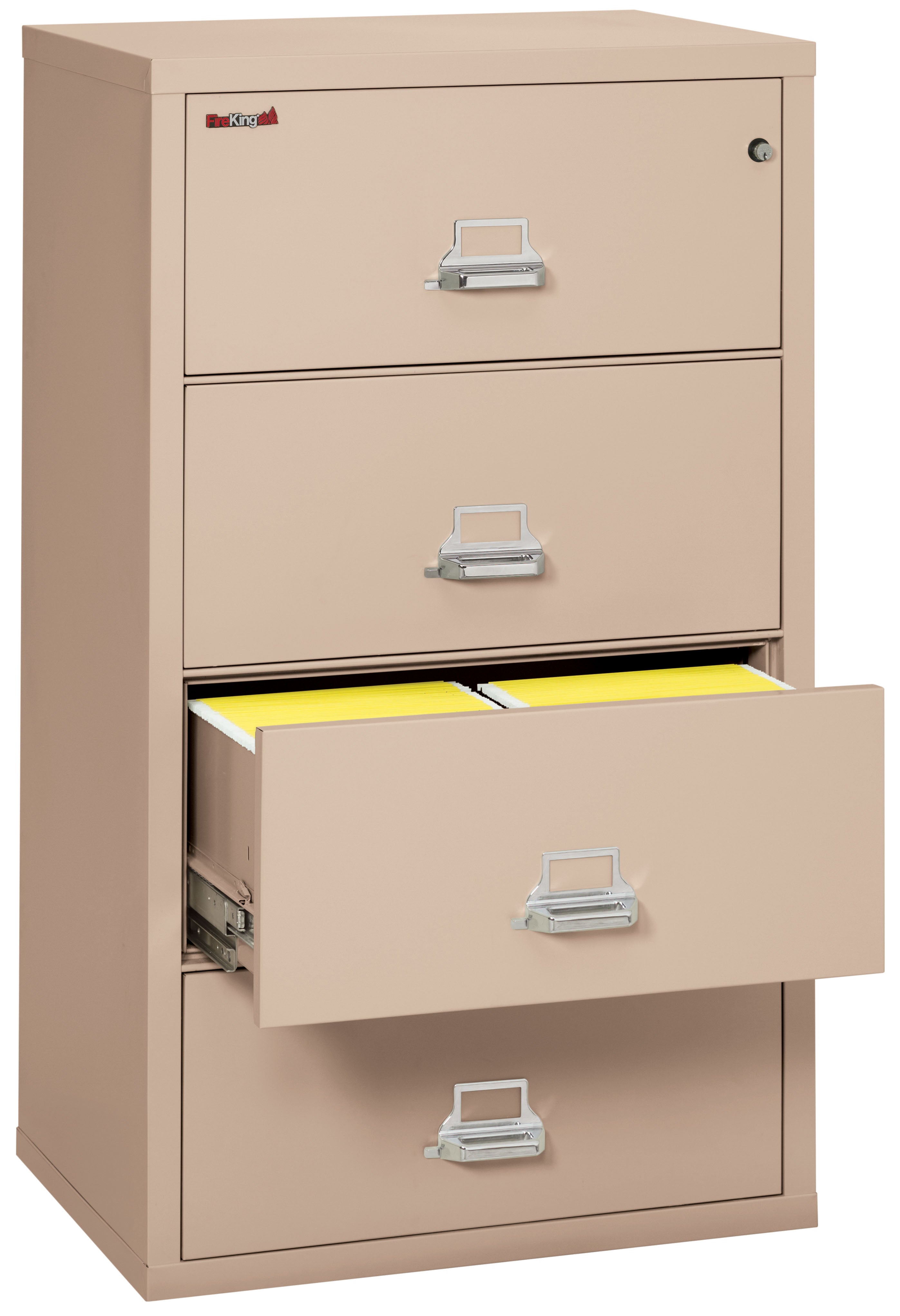 Fire Resistant File Cabinet - 4 Drawer Lateral 31" wide (Champagne)