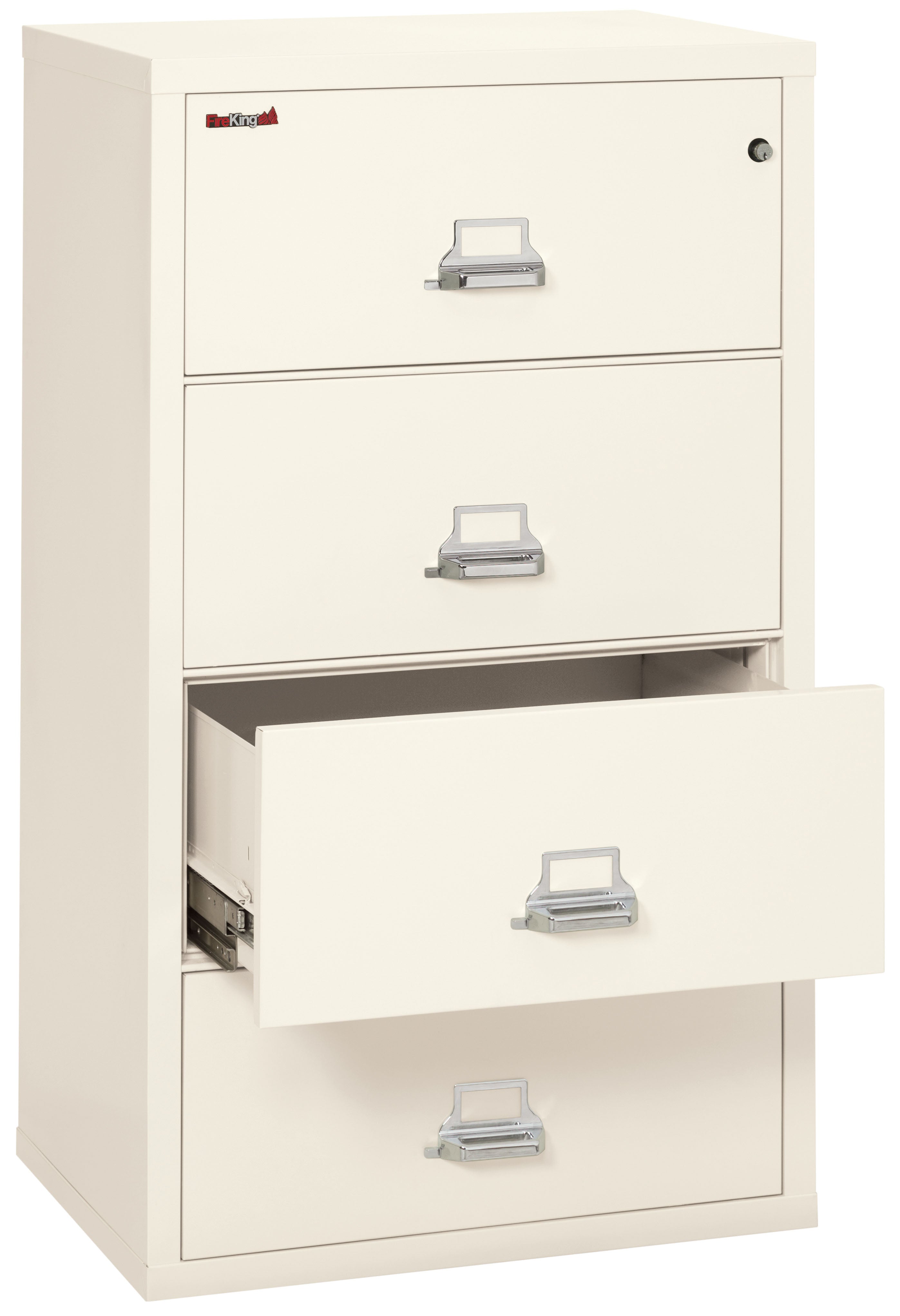 Fire Resistant File Cabinet - 4 Drawer Lateral 31" wide (Ivory White)