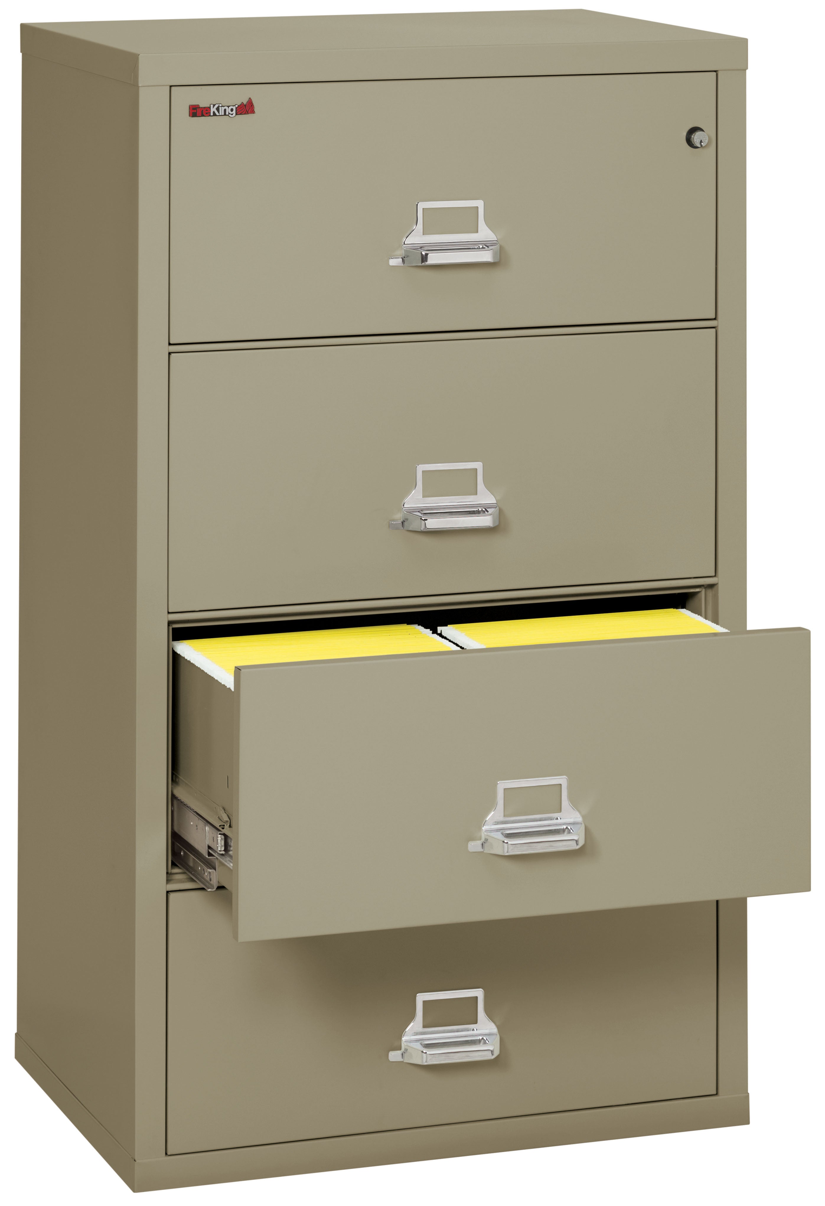 Fire Resistant File Cabinet - 4 Drawer Lateral 31" wide (Pewter)