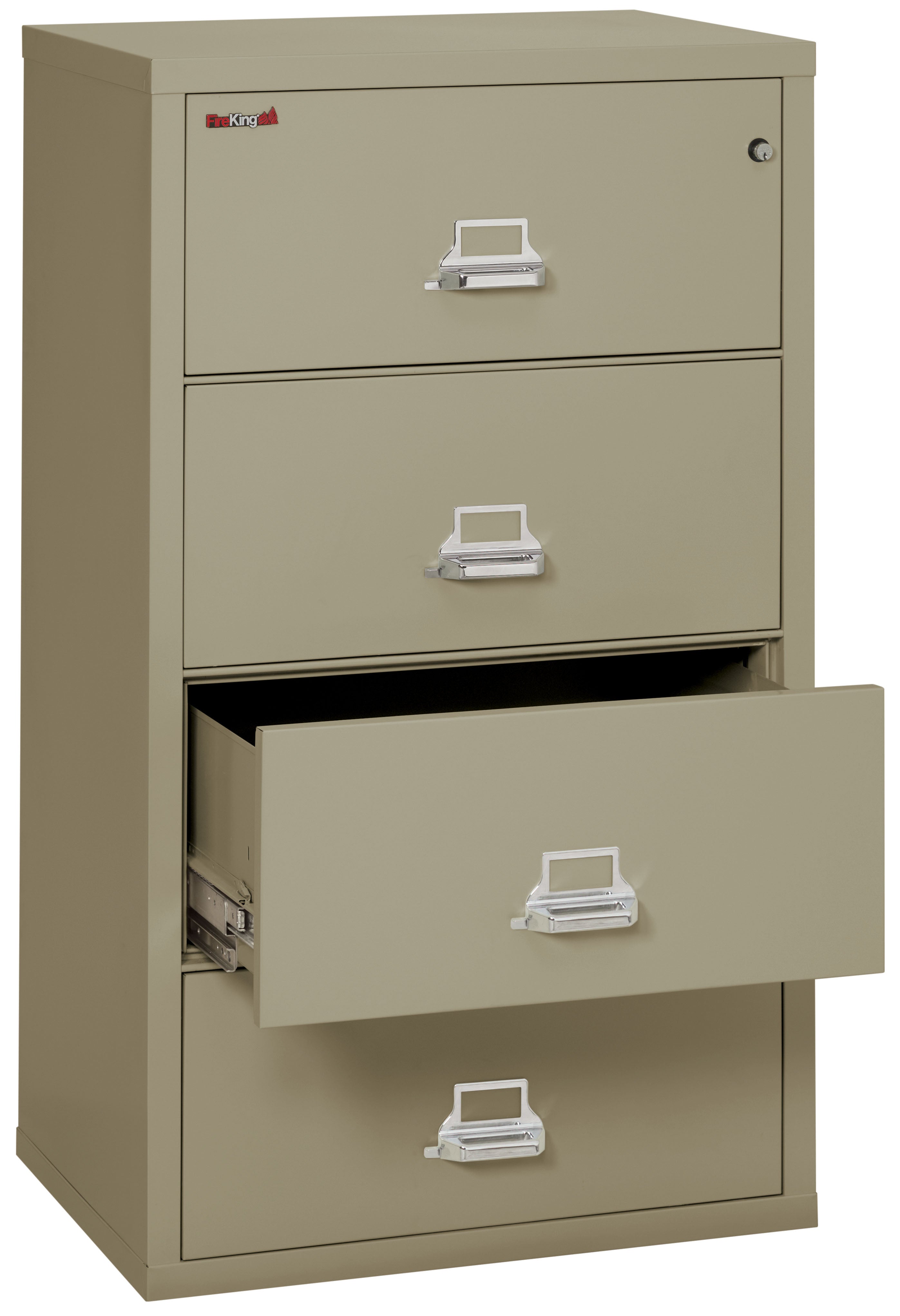 Fire Resistant File Cabinet - 4 Drawer Lateral 31" wide (Pewter)