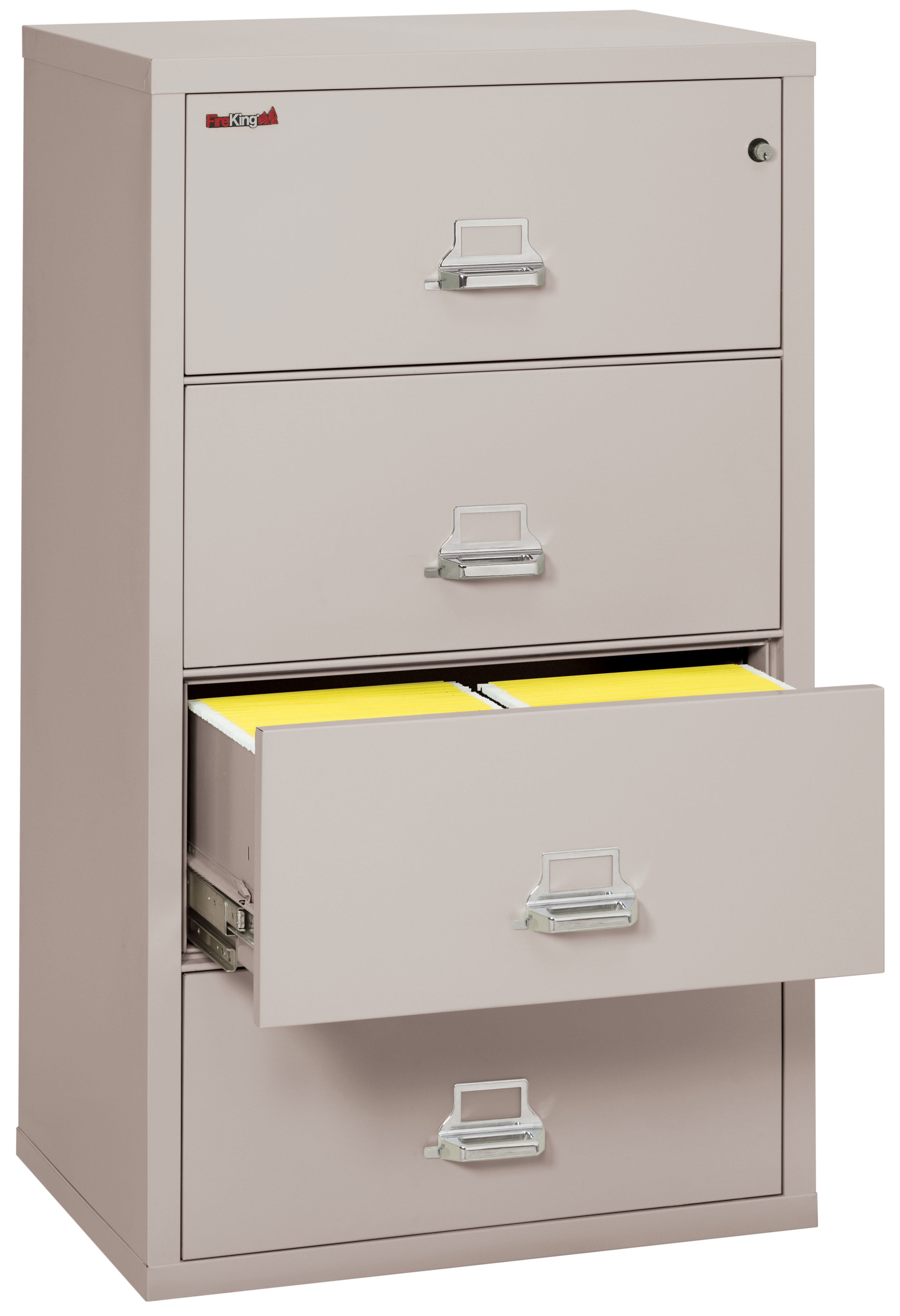 Fire Resistant File Cabinet - 4 Drawer Lateral 31" wide (Platinum)
