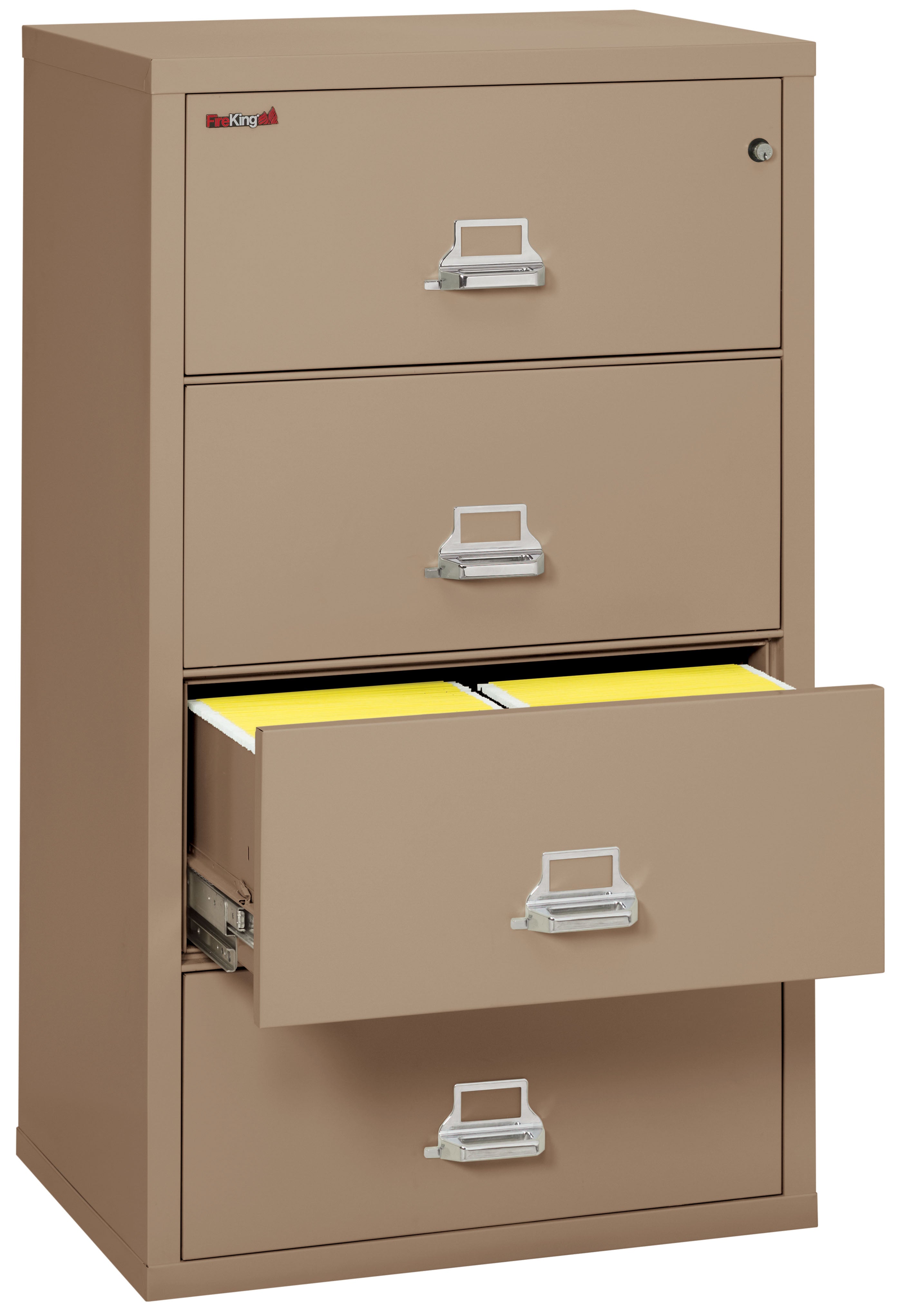 Fire Resistant File Cabinet - 4 Drawer Lateral 31" wide (Taupe)