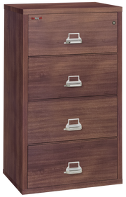 Fire Resistant File Cabinet - 4 Drawer Lateral 31" wide (Light Walnut)