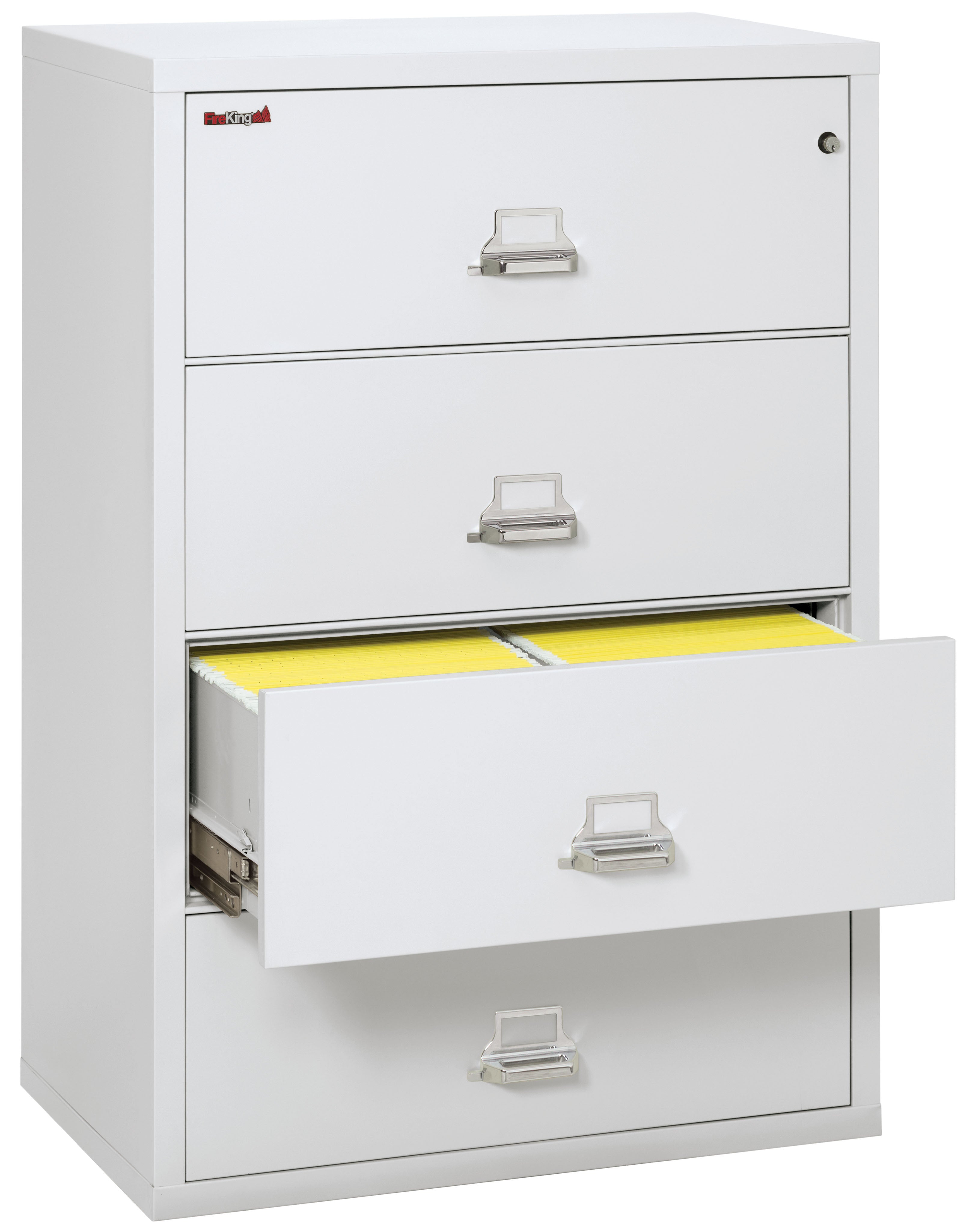 Fire Resistant File Cabinet - 4 Drawer Lateral 38" wide (Arctic White)