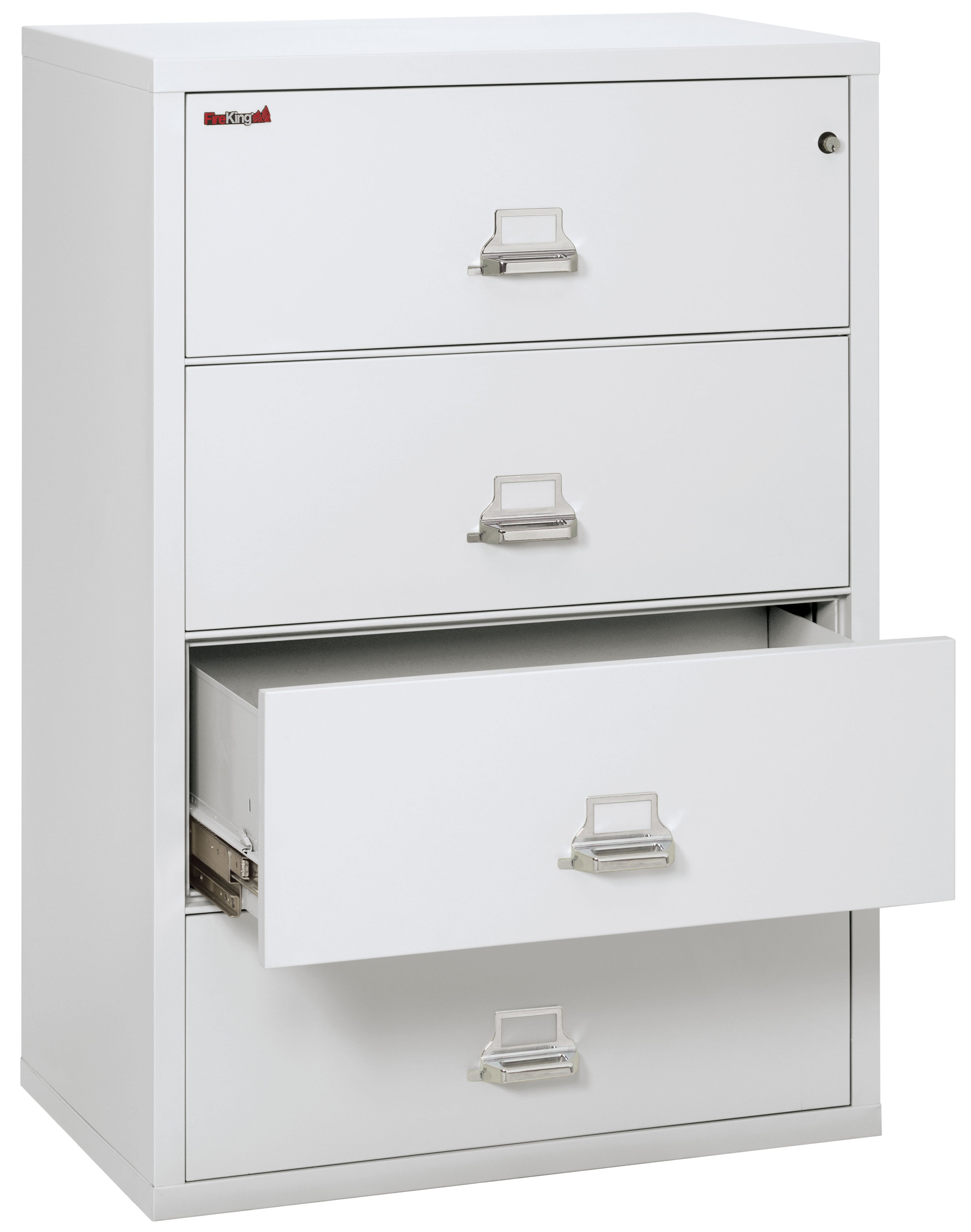 Fire Resistant File Cabinet - 4 Drawer Lateral 38" wide (Arctic White)