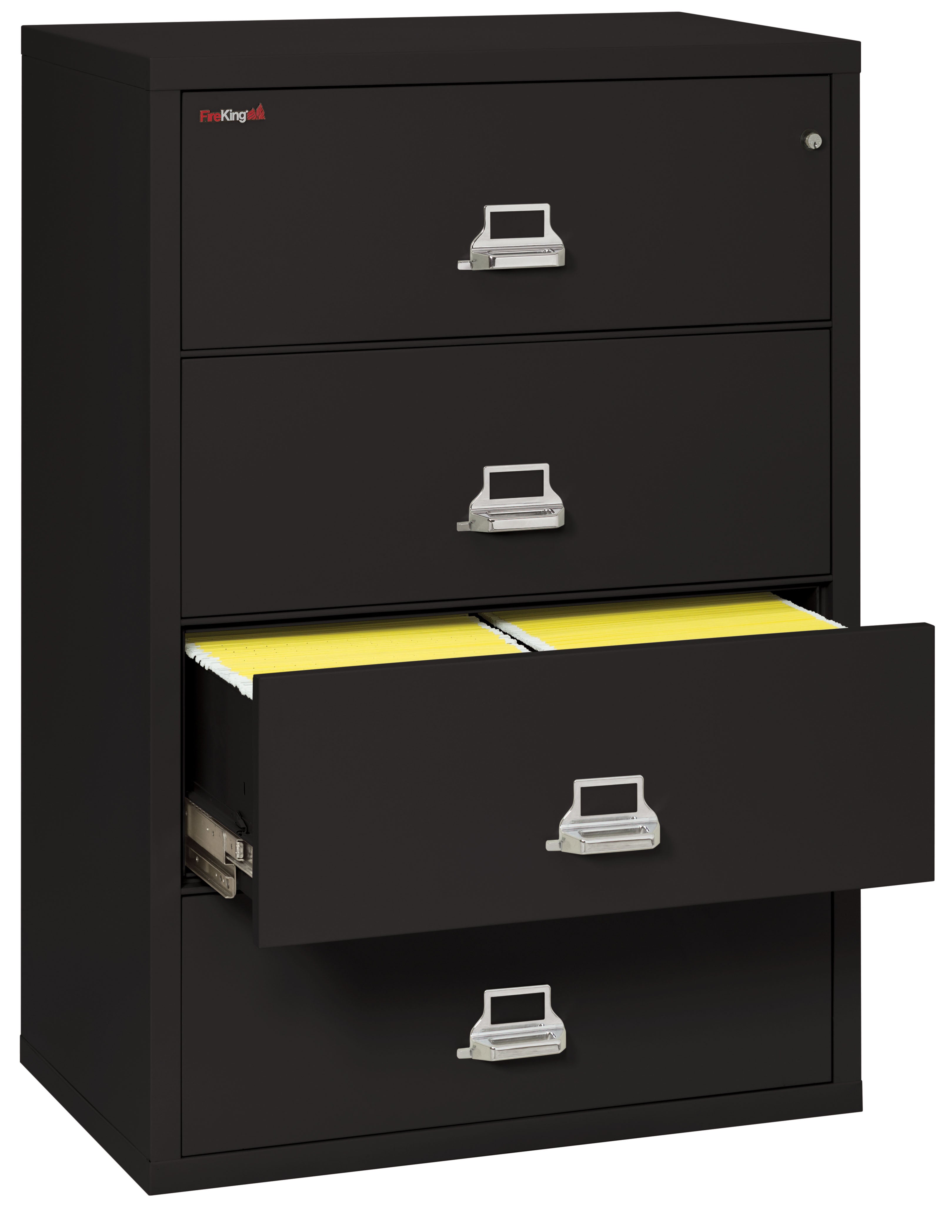 Fire Resistant File Cabinet - 4 Drawer Lateral 38" wide (Black)