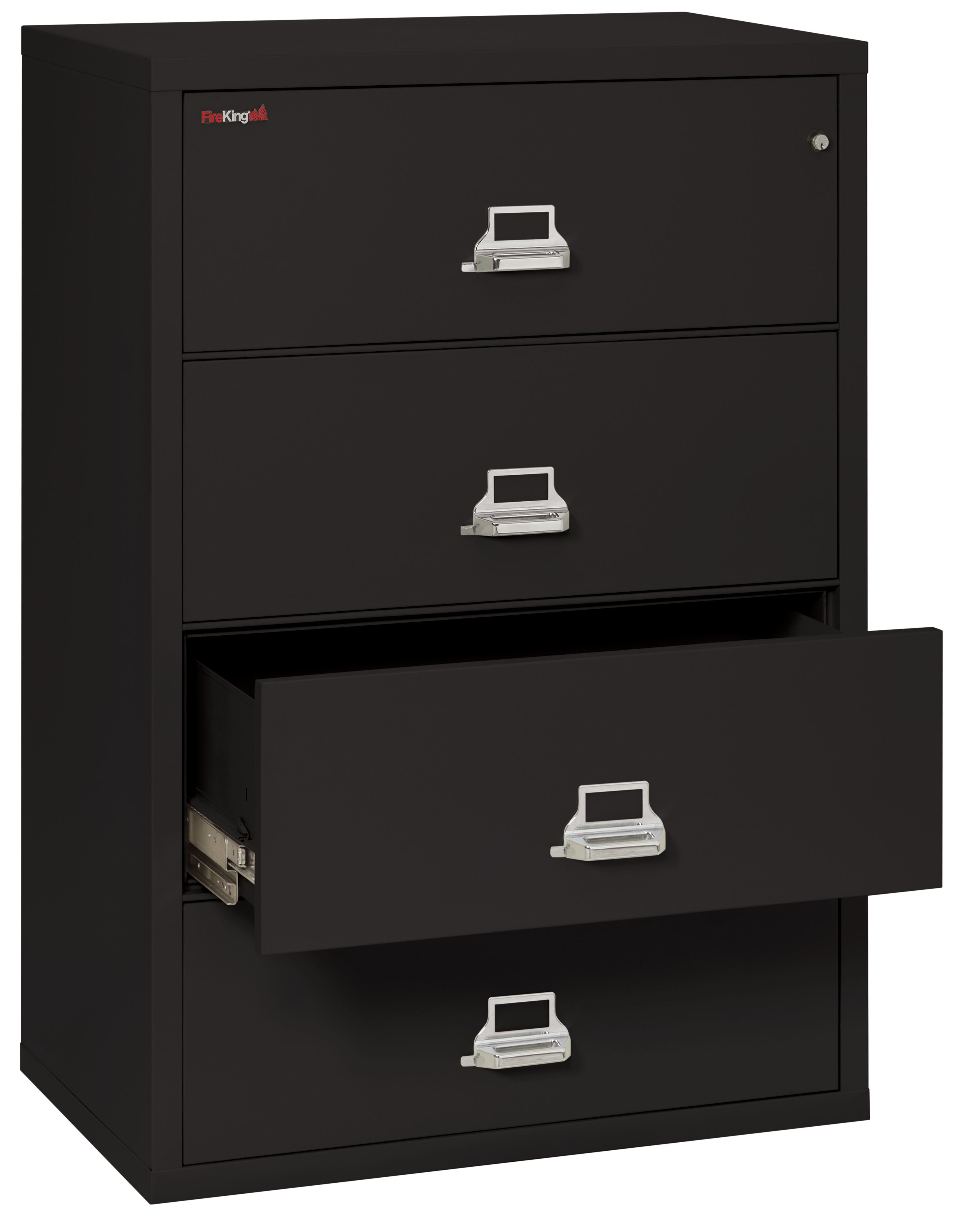 Fire Resistant File Cabinet - 4 Drawer Lateral 38" wide (Black)