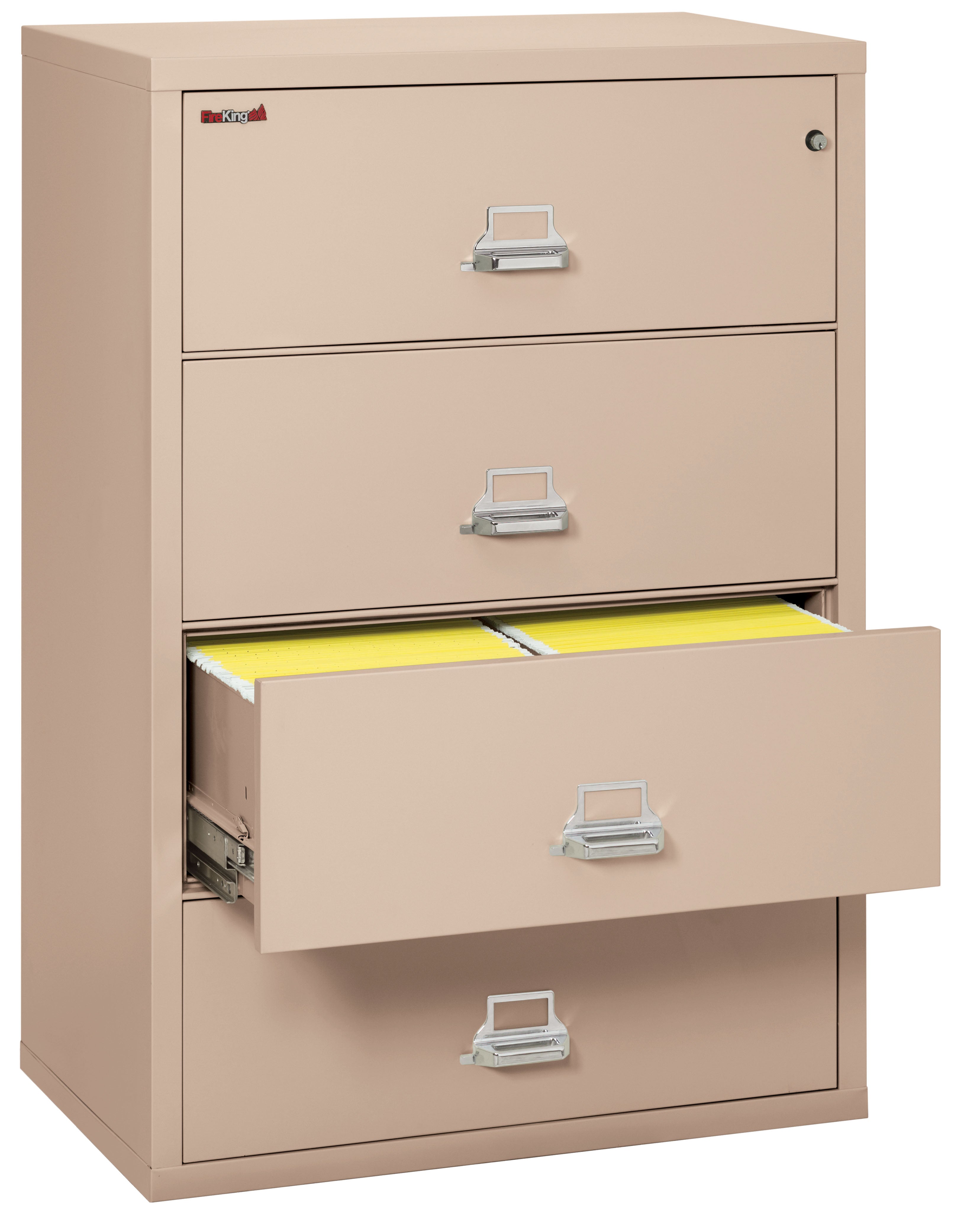 Fire Resistant File Cabinet - 4 Drawer Lateral 38" wide (Champagne)