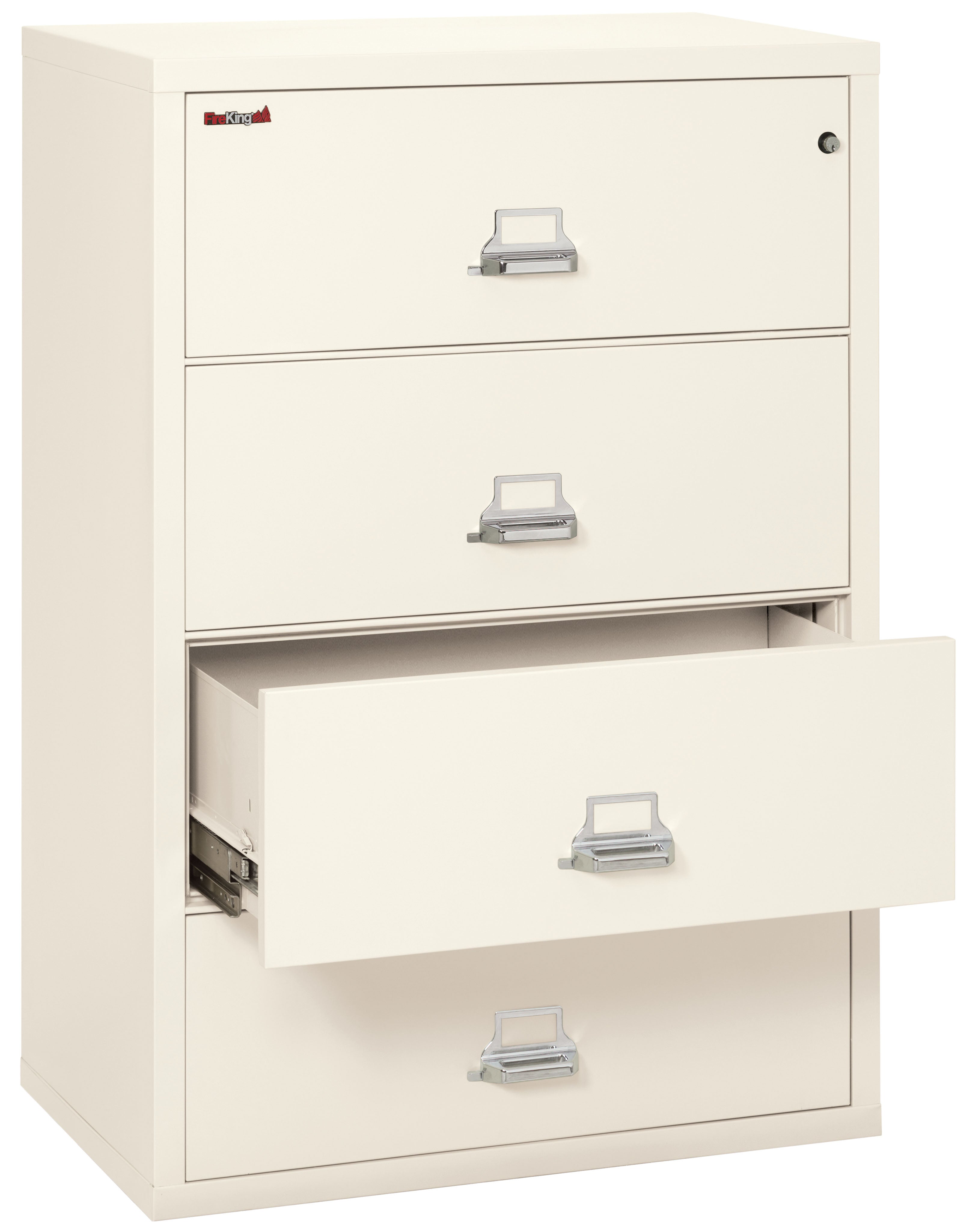 Fire Resistant File Cabinet - 4 Drawer Lateral 38" wide (Ivory White)