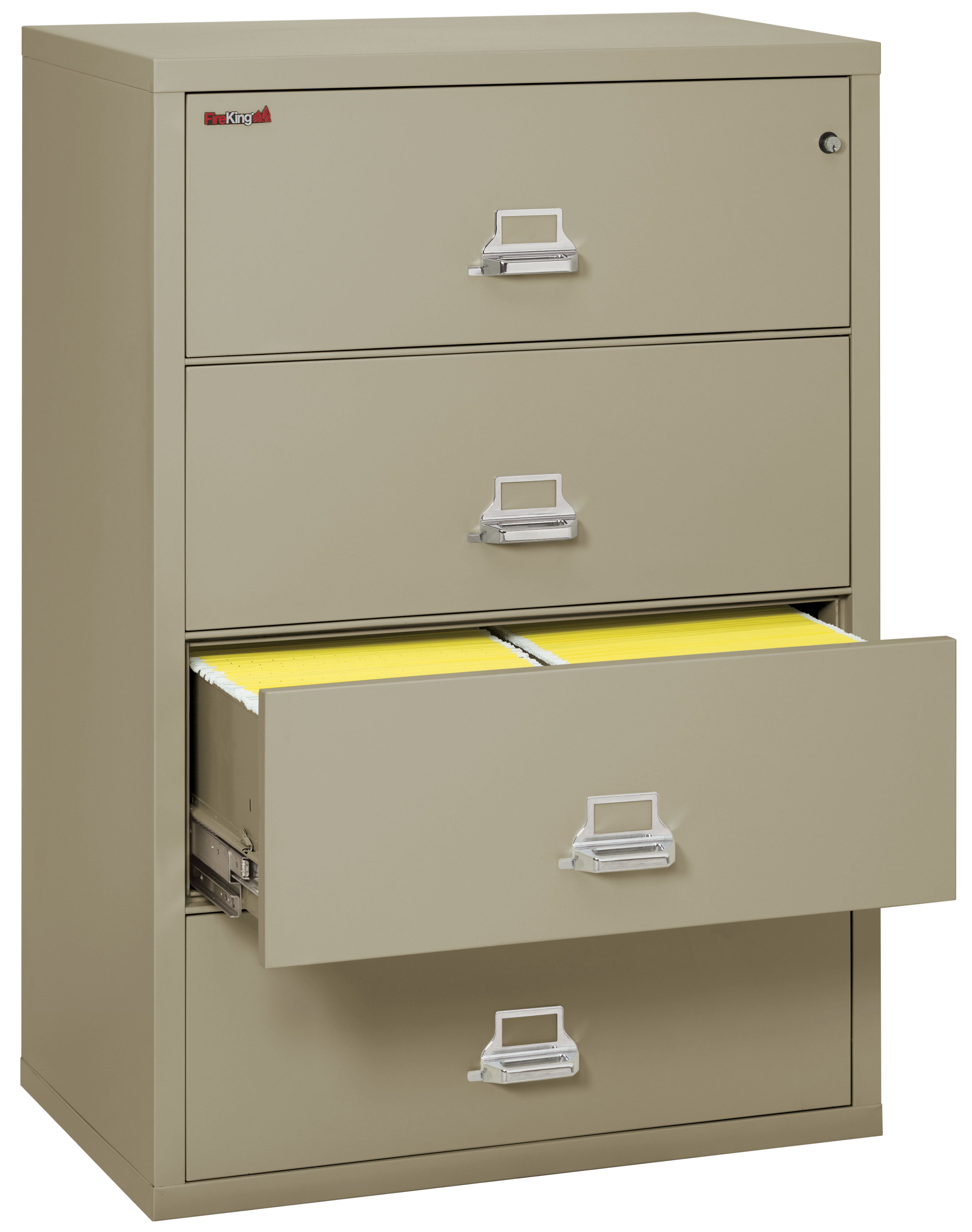 Fire Resistant File Cabinet - 4 Drawer Lateral 38" wide (Pewter)