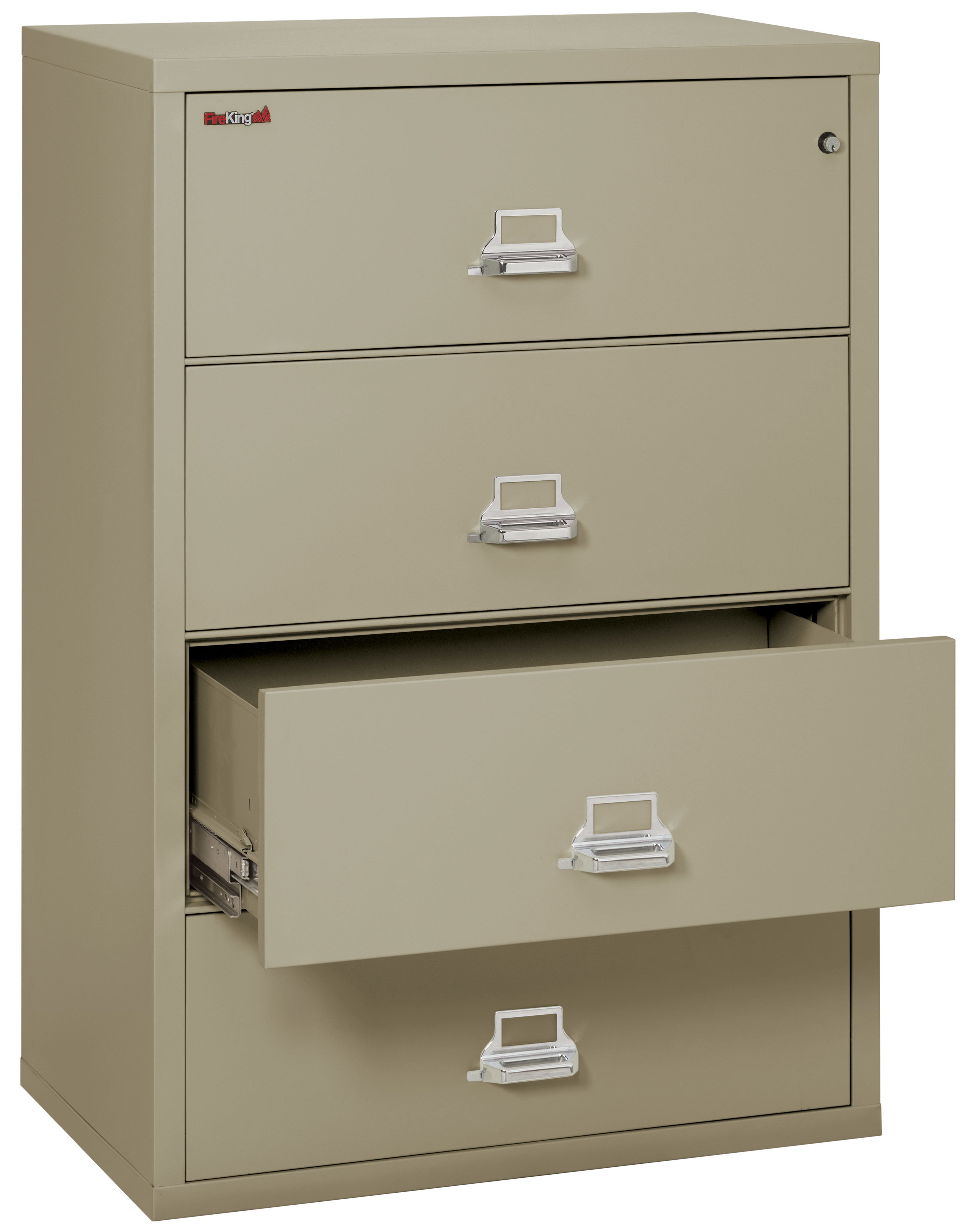 Fire Resistant File Cabinet - 4 Drawer Lateral 38" wide (Pewter)