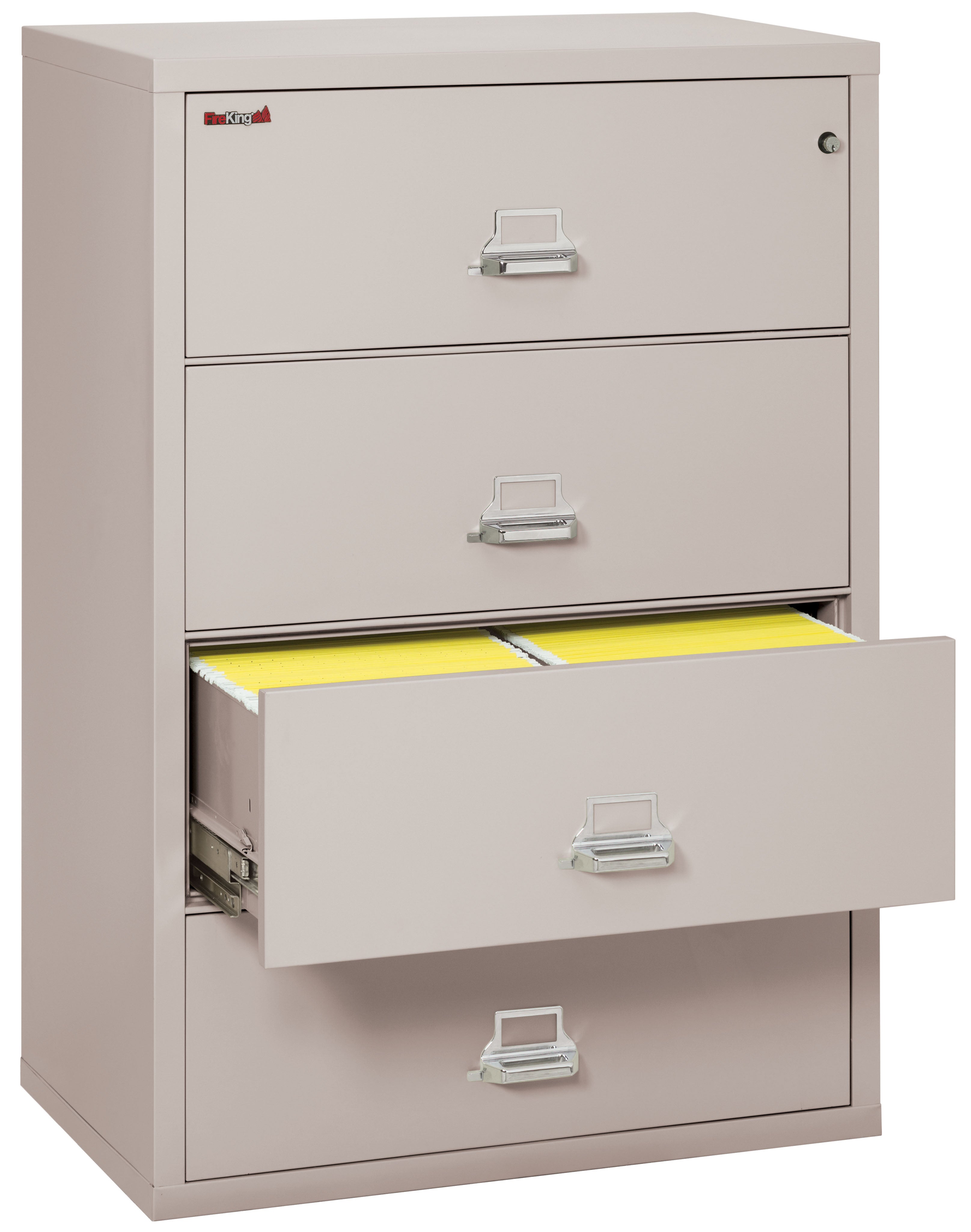 Fire Resistant File Cabinet - 4 Drawer Lateral 38" wide (Platinum)
