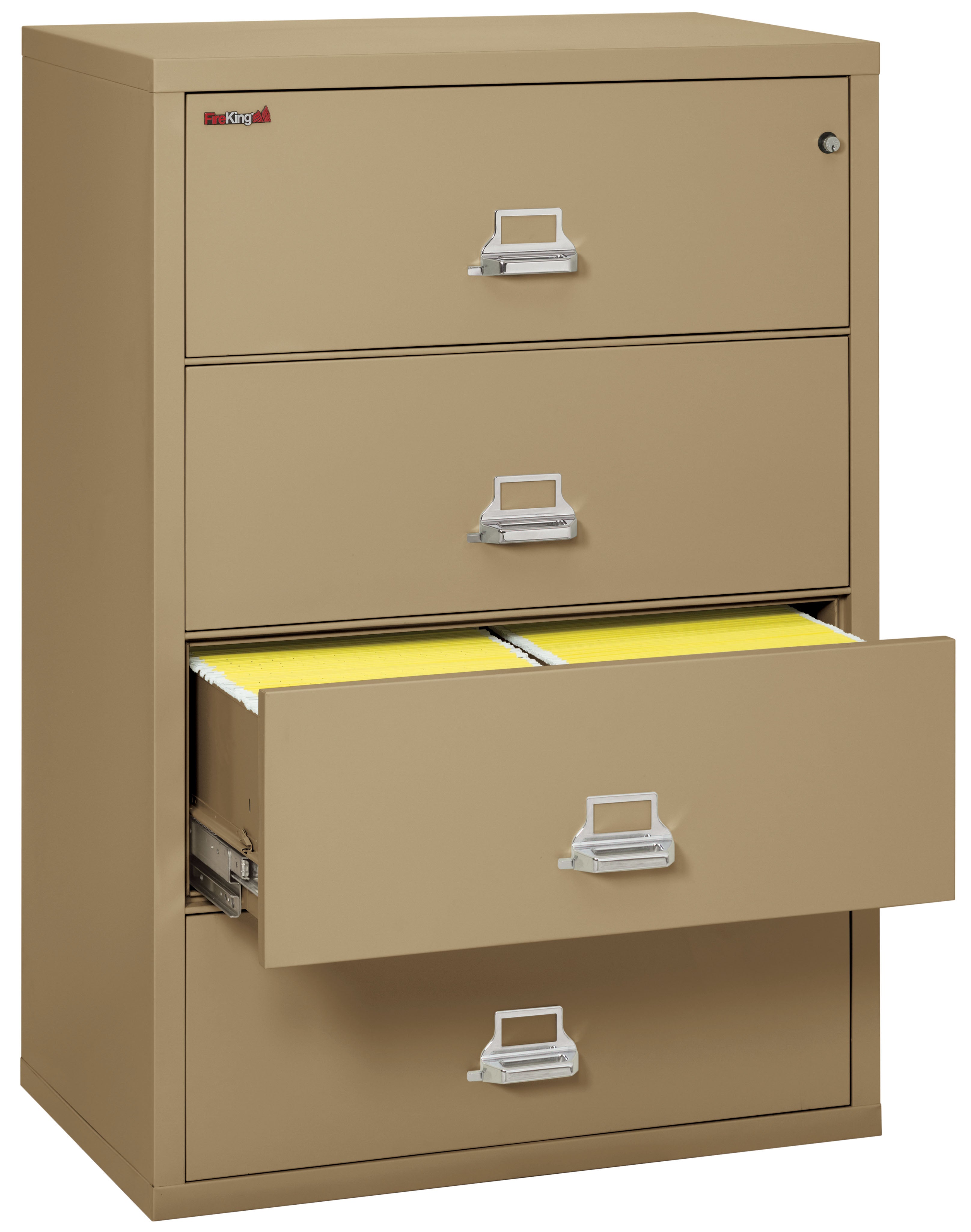 Fire Resistant File Cabinet - 4 Drawer Lateral 38" wide (Sand)