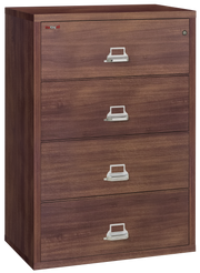 Fire Resistant File Cabinet - 4 Drawer Lateral 38" wide (Light Walnut)