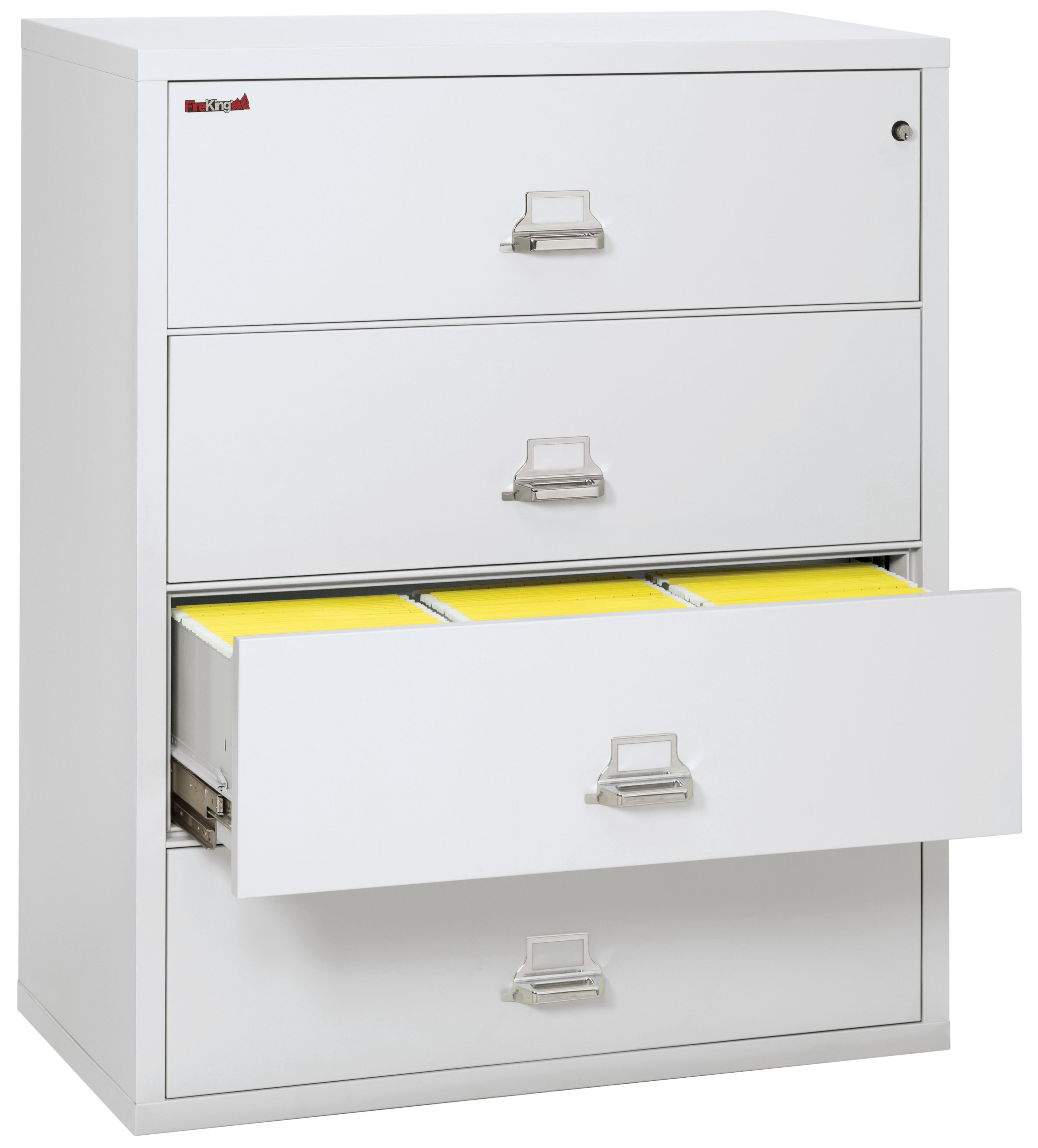Fire Resistant File Cabinet - 4 Drawer Lateral 44" wide (Arctic White)