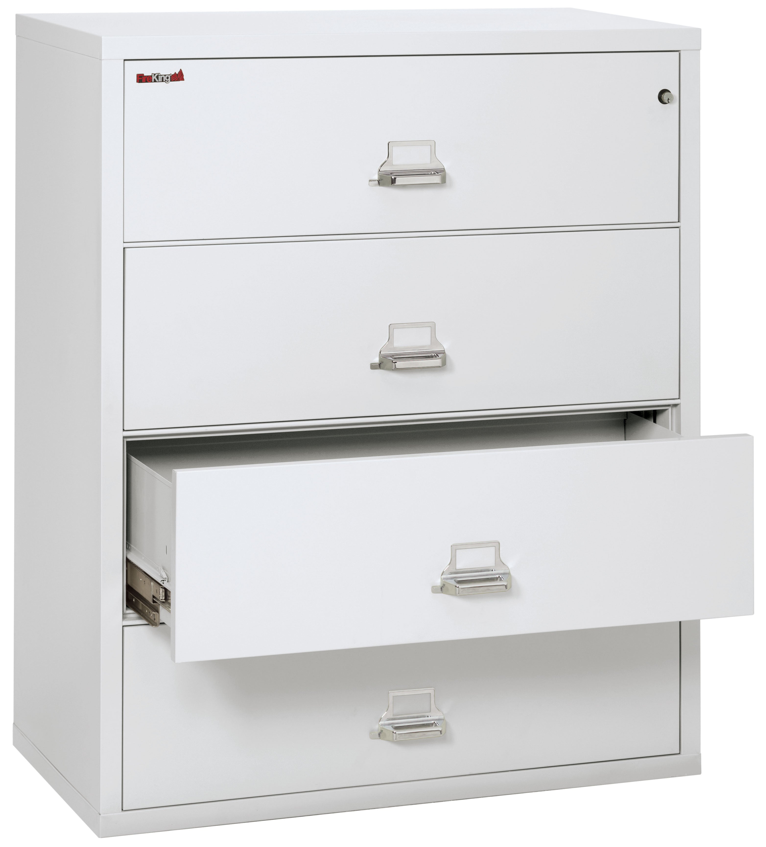Fire Resistant File Cabinet - 4 Drawer Lateral 44" wide (Arctic White)