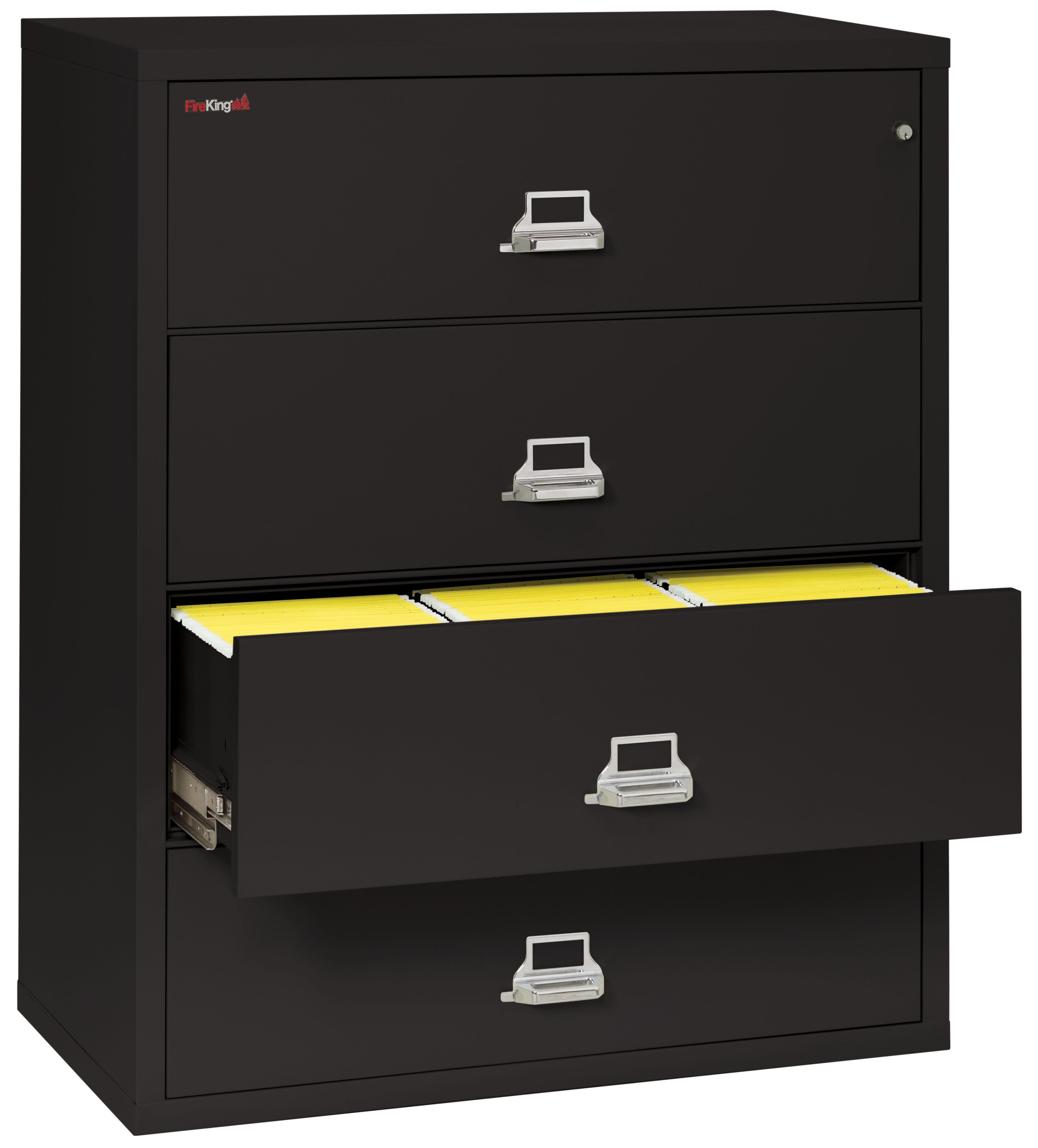 Fire Resistant File Cabinet - 4 Drawer Lateral 44" wide (Black)