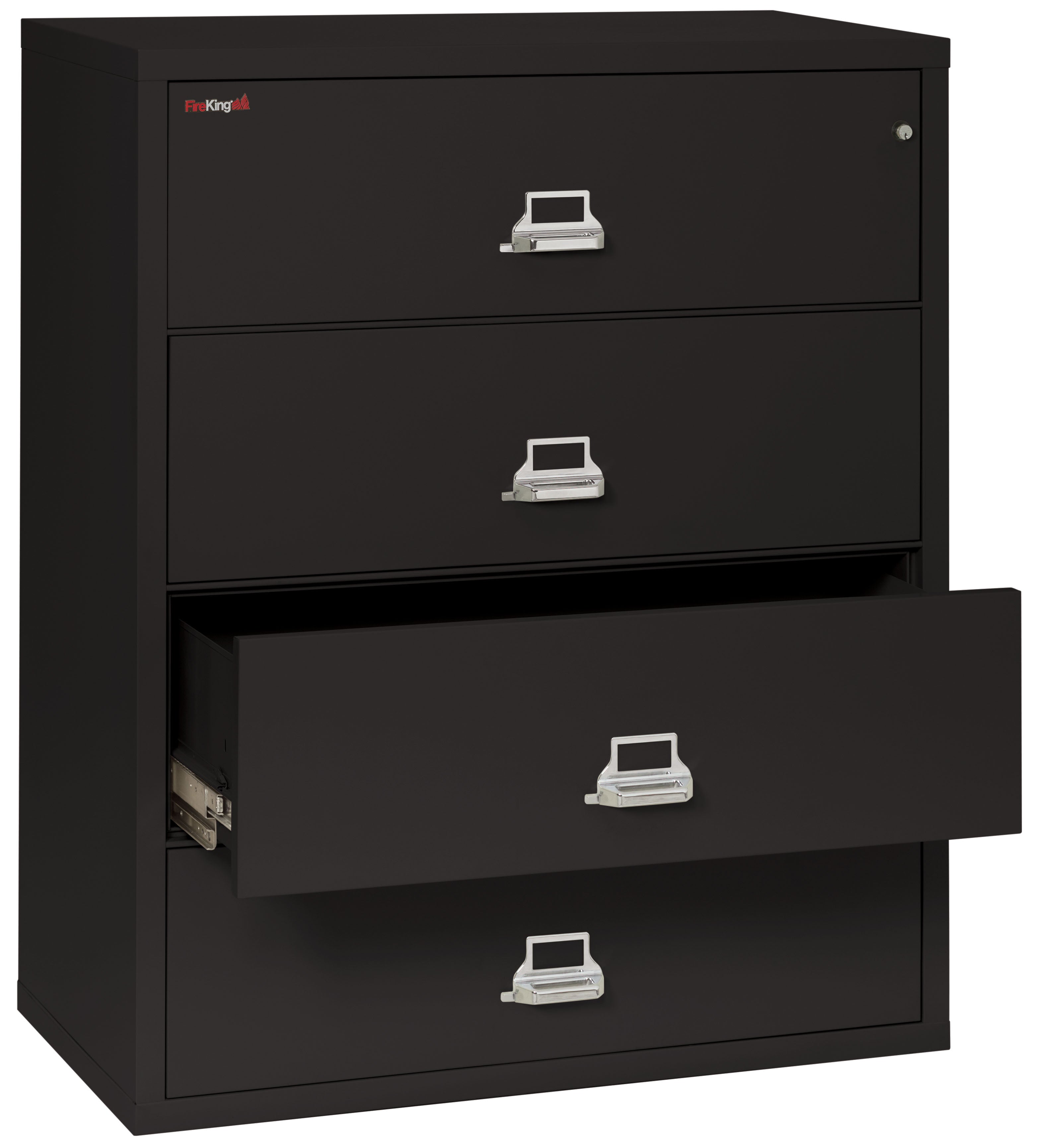 Fire Resistant File Cabinet - 4 Drawer Lateral 44" wide (Black)