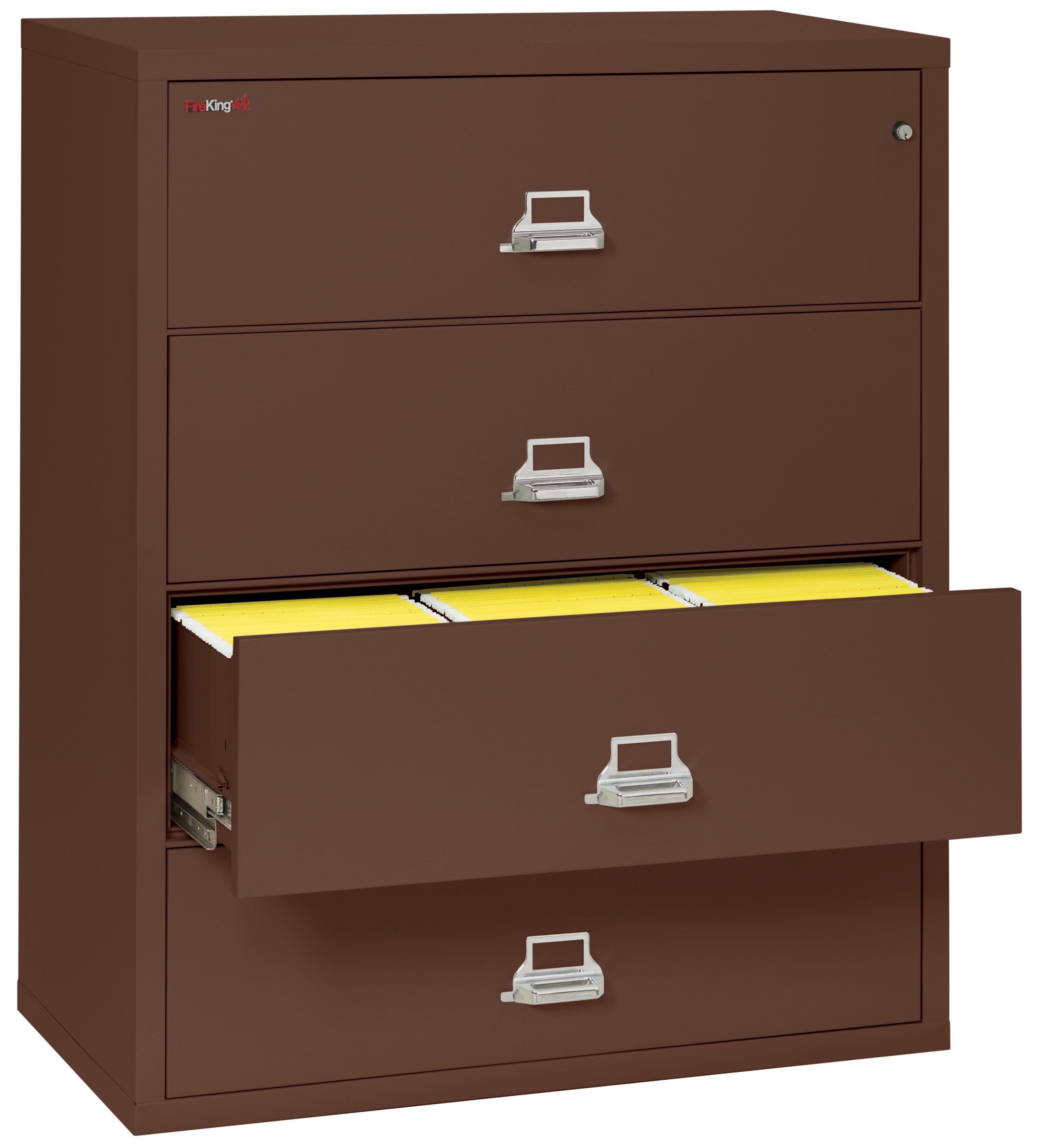 Fire Resistant File Cabinet - 4 Drawer Lateral 44" wide (Brown)