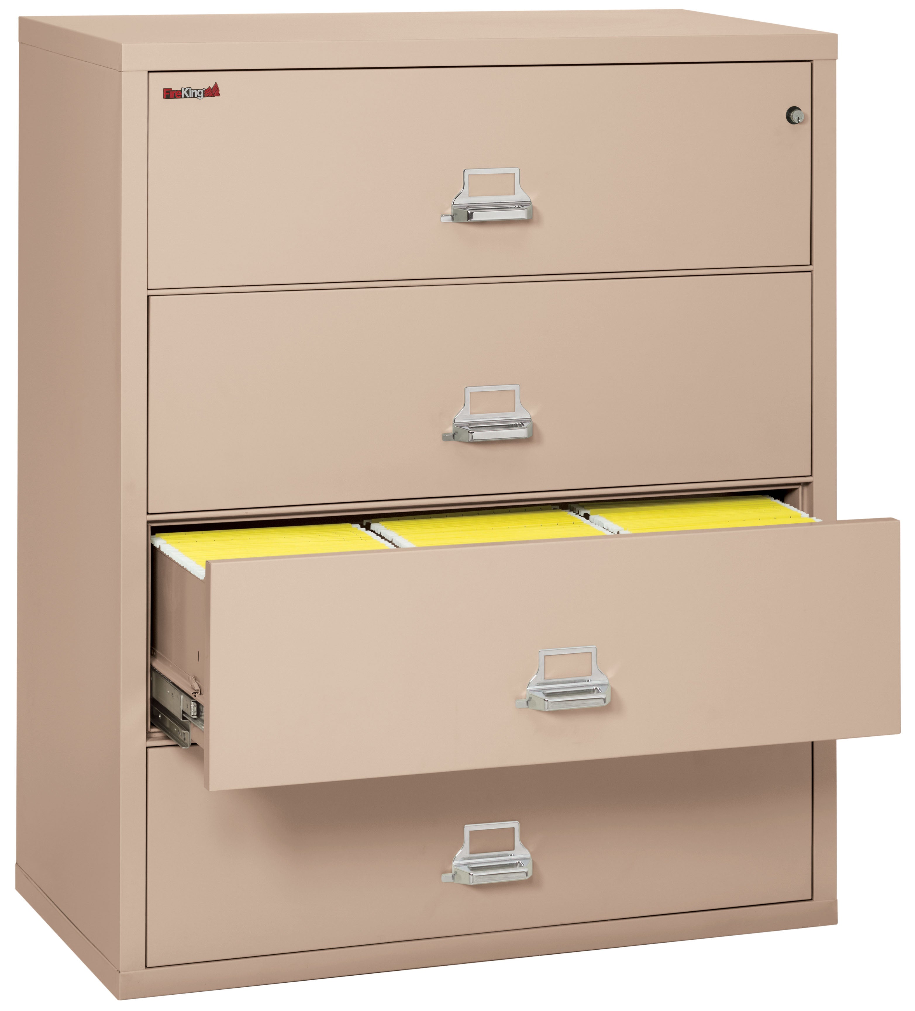 Fire Resistant File Cabinet - 4 Drawer Lateral 44" wide (Champagne)
