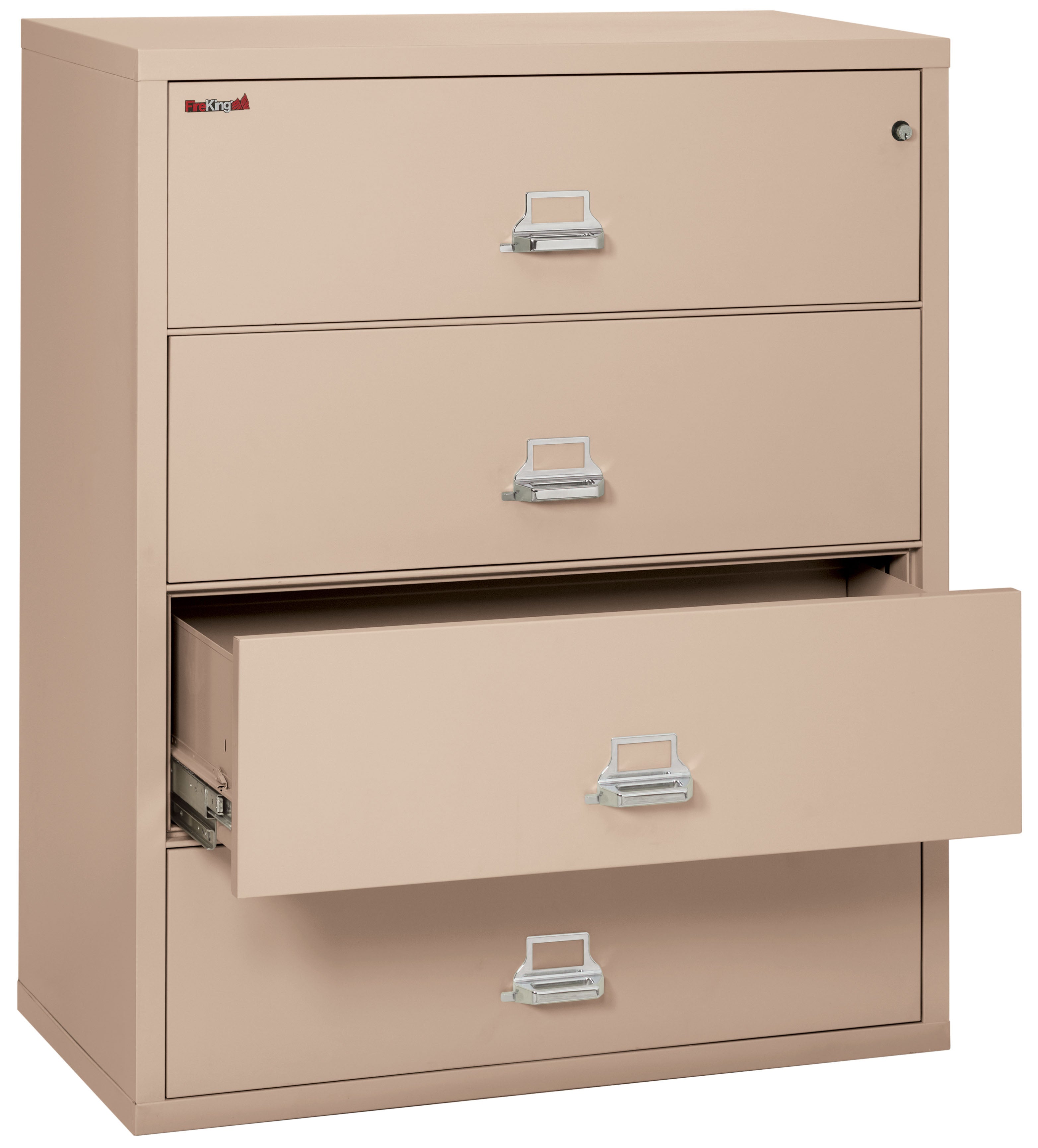 Fire Resistant File Cabinet - 4 Drawer Lateral 44" wide (Champagne)