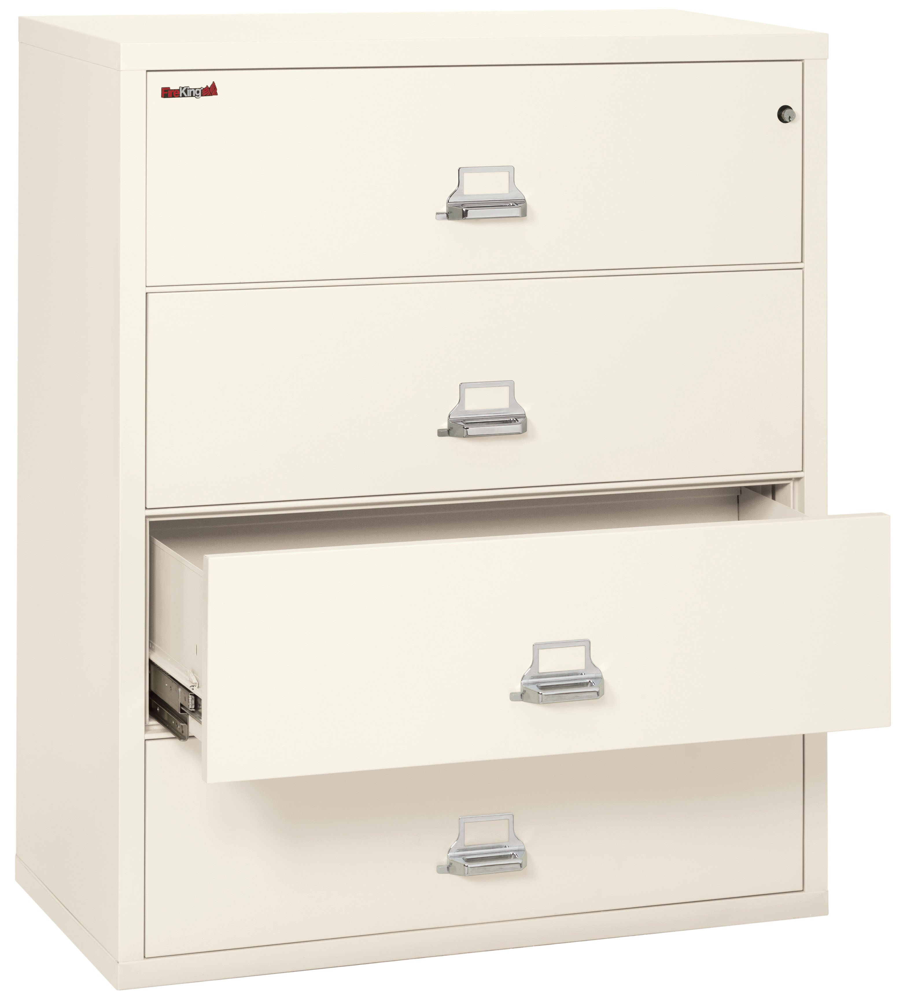 Fire Resistant File Cabinet - 4 Drawer Lateral 44" wide (Ivory White)