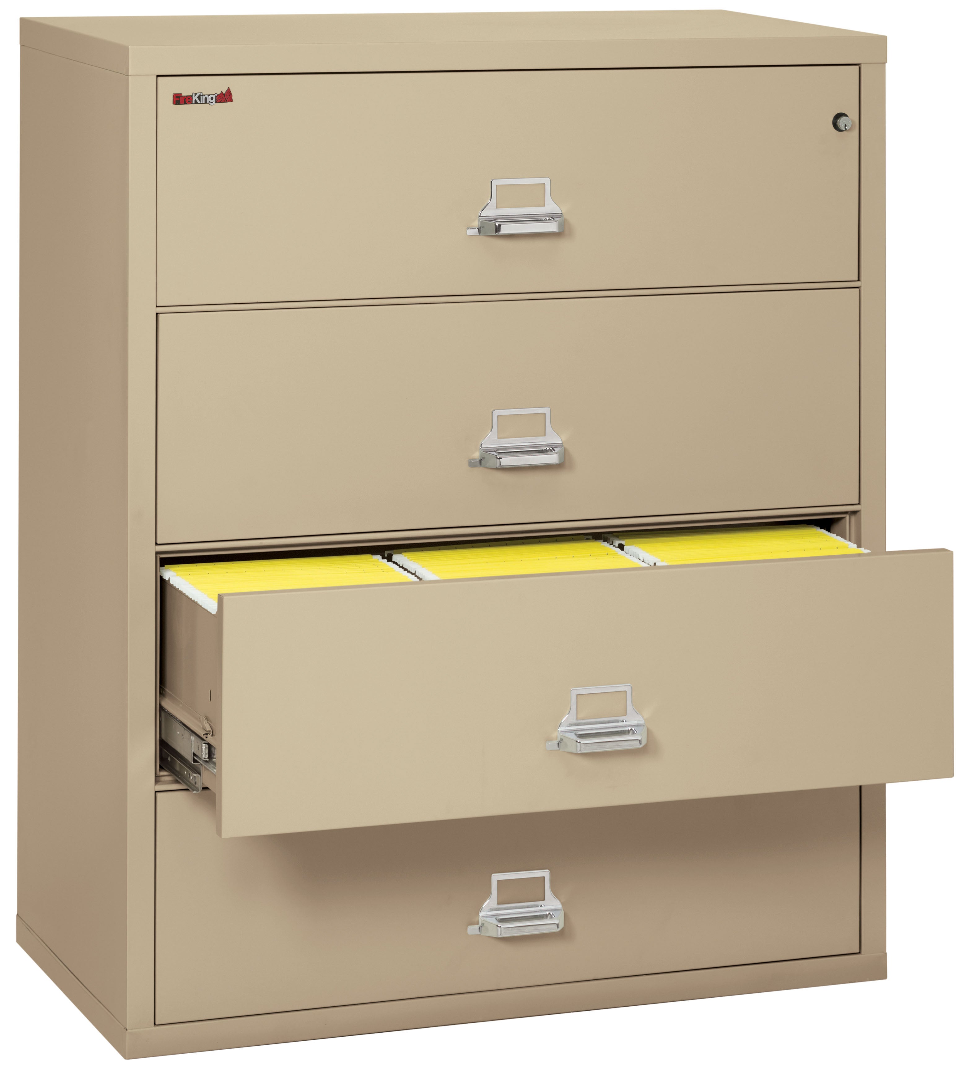 Fire Resistant File Cabinet - 4 Drawer Lateral 44" wide (Parchment)