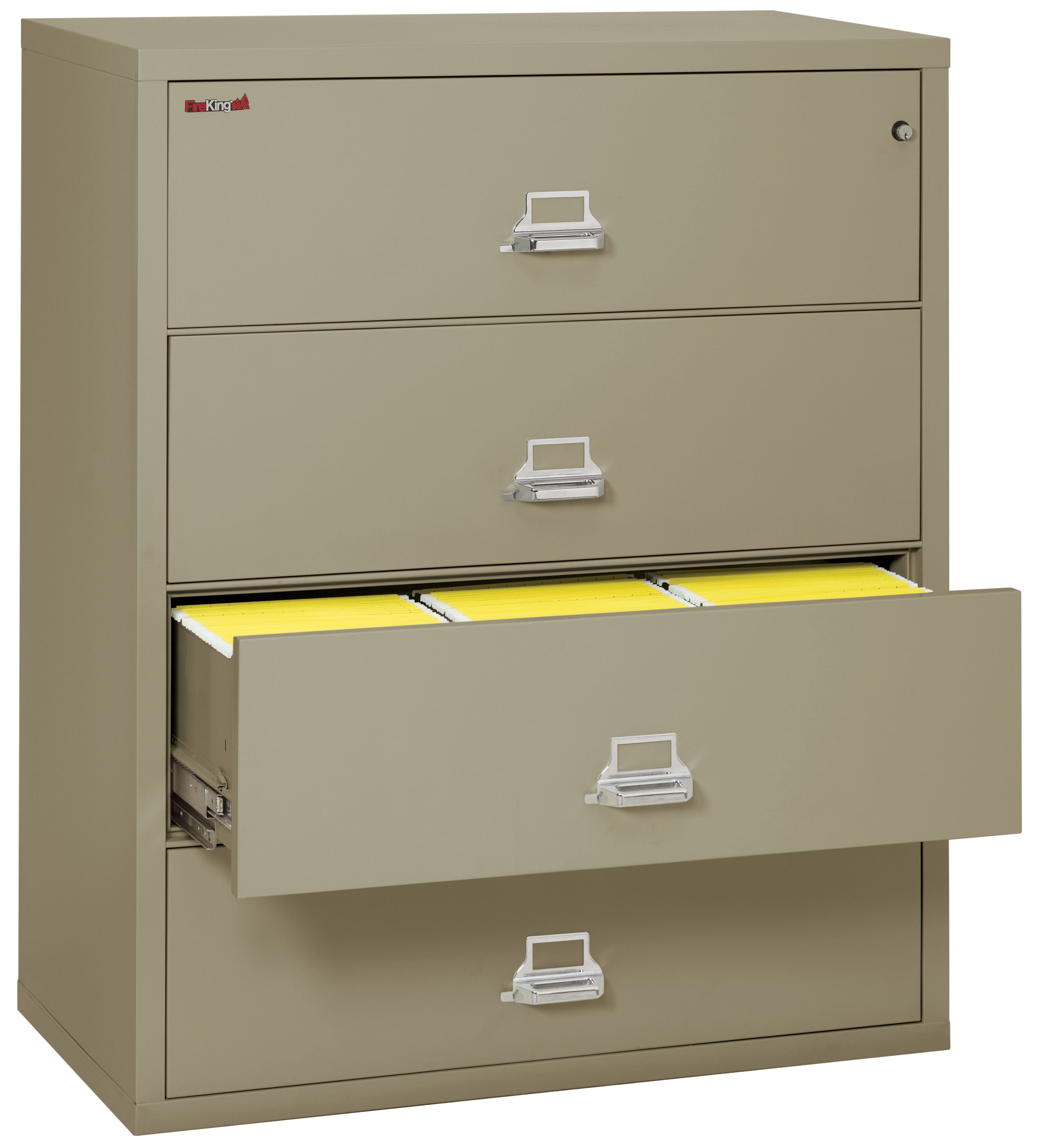 Fire Resistant File Cabinet - 4 Drawer Lateral 44" wide (Pewter)