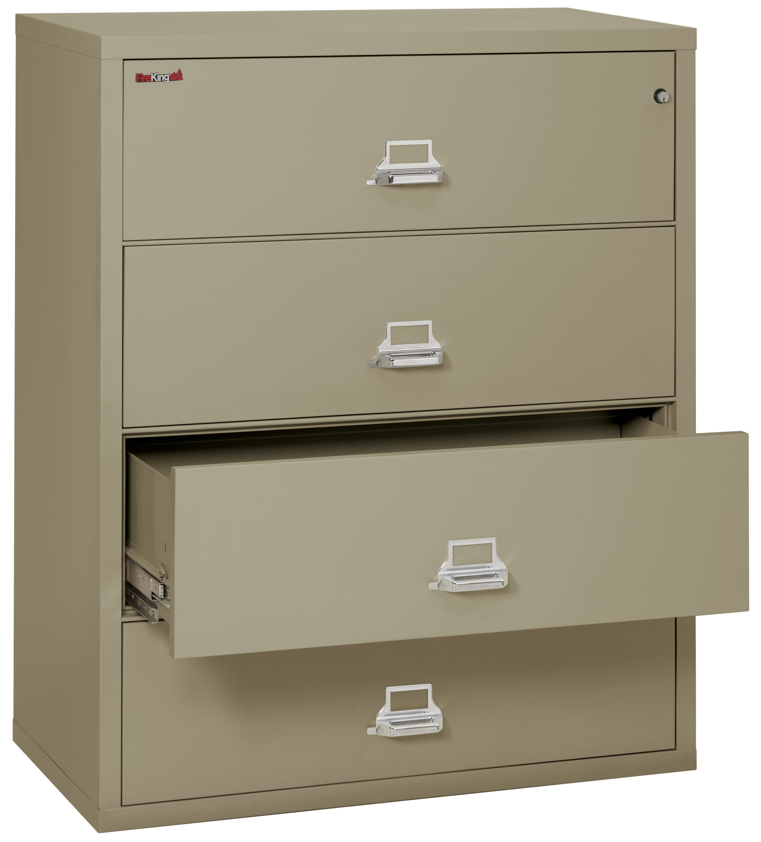 Fire Resistant File Cabinet - 4 Drawer Lateral 44" wide (Pewter)